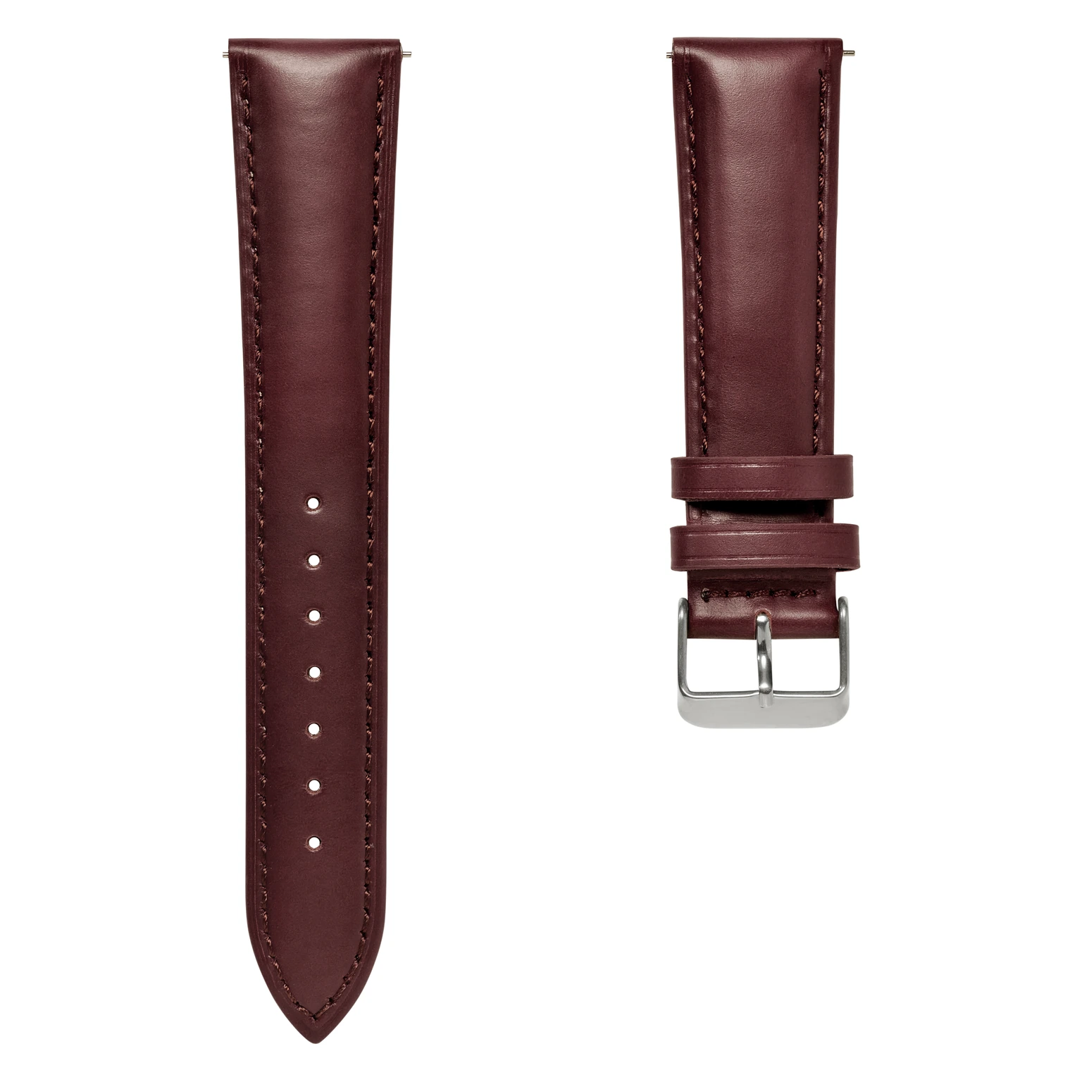 23 mm dunkelbraunes Leder-Uhrenarmband mit silberfarbener Dornschließe und Schnellverschluss 23 mm dunkelbraunes Leder-Uhrenarmband mit silberfarbener Dornschließe und Schnellverschluss
