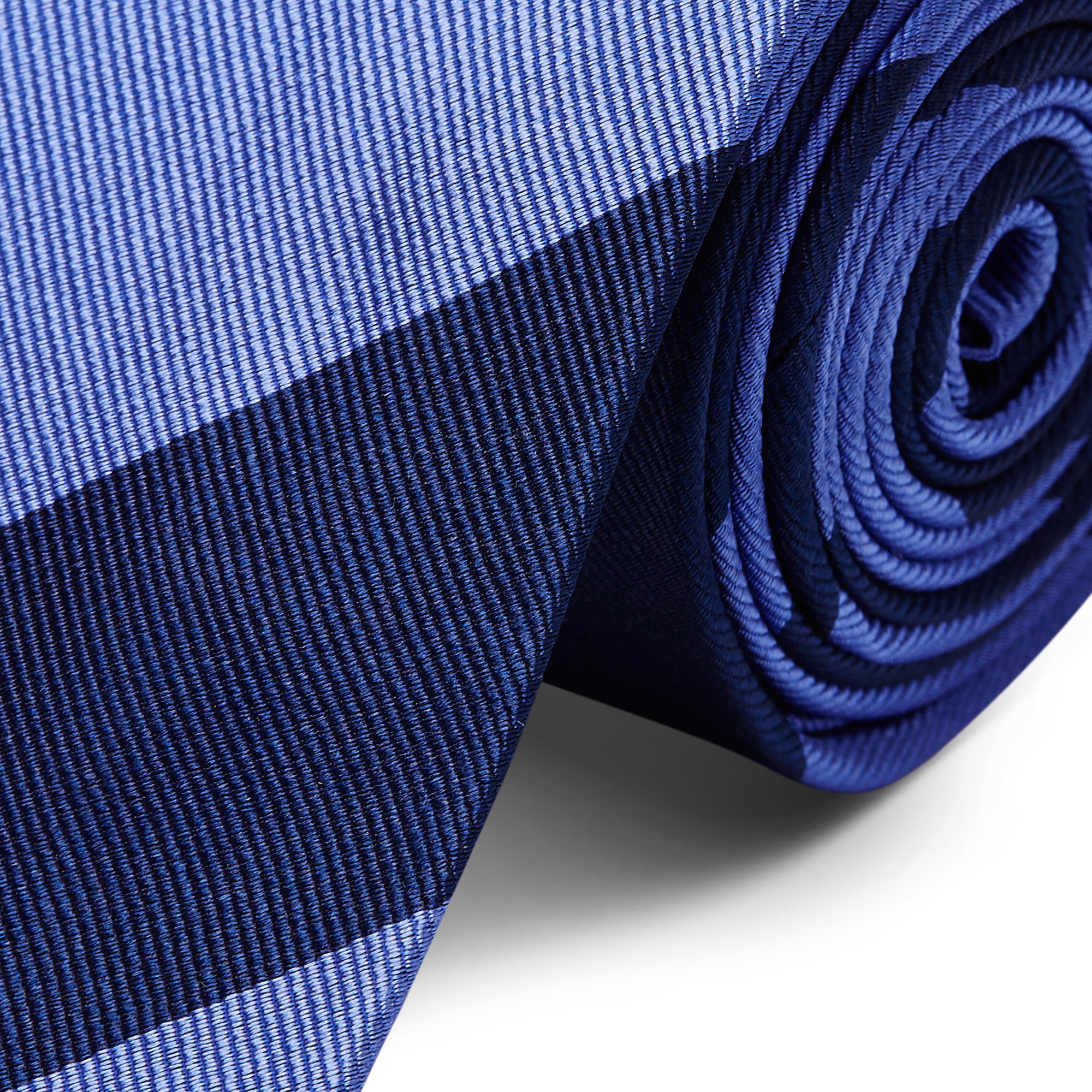 Pastelblauw &amp; Marineblauw Gestreepte Zijden 6 cm Brede Stropdas - 2