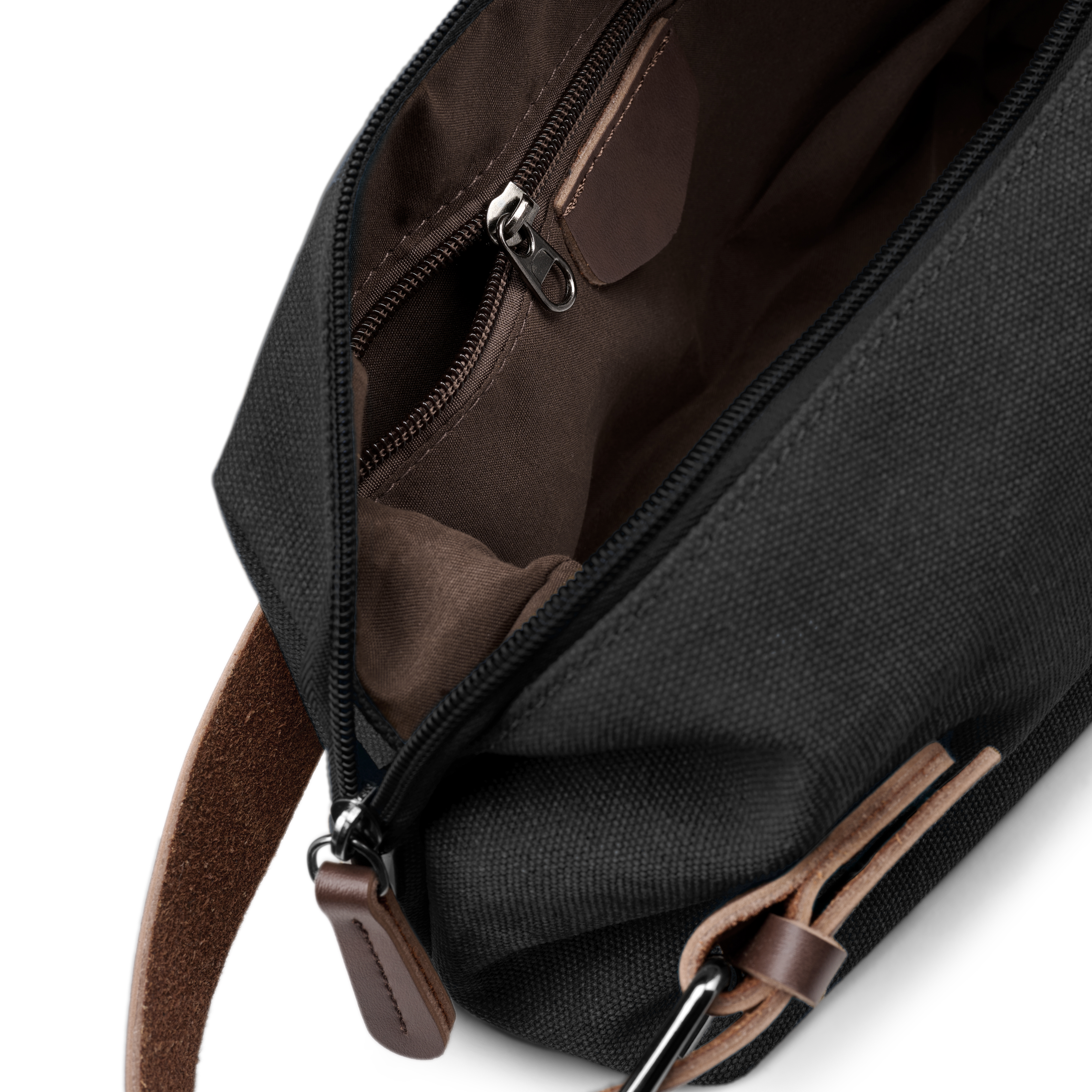 Dunkelgrau Canvas & Braun Leder Kulturtasche - 5