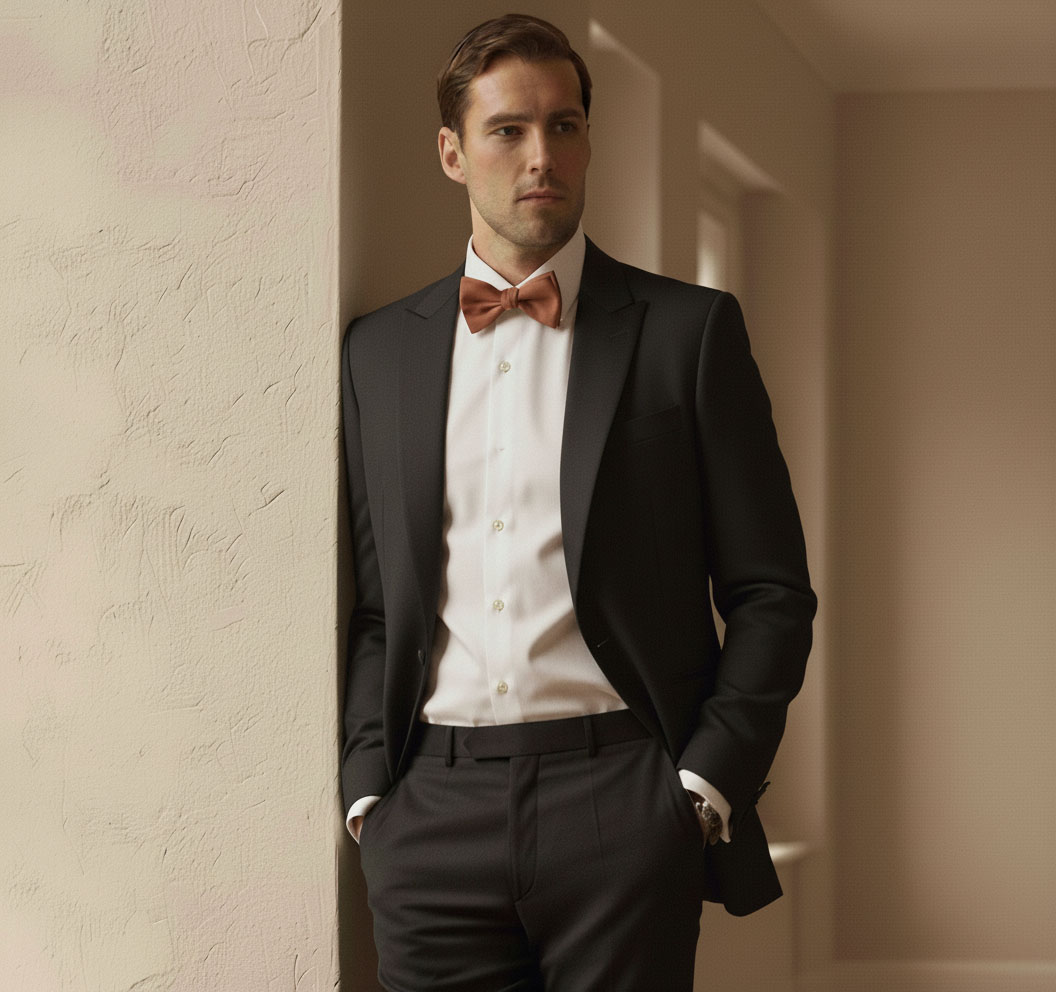 Braune Vorgebundene Fliege Aus Seidentwill - 3