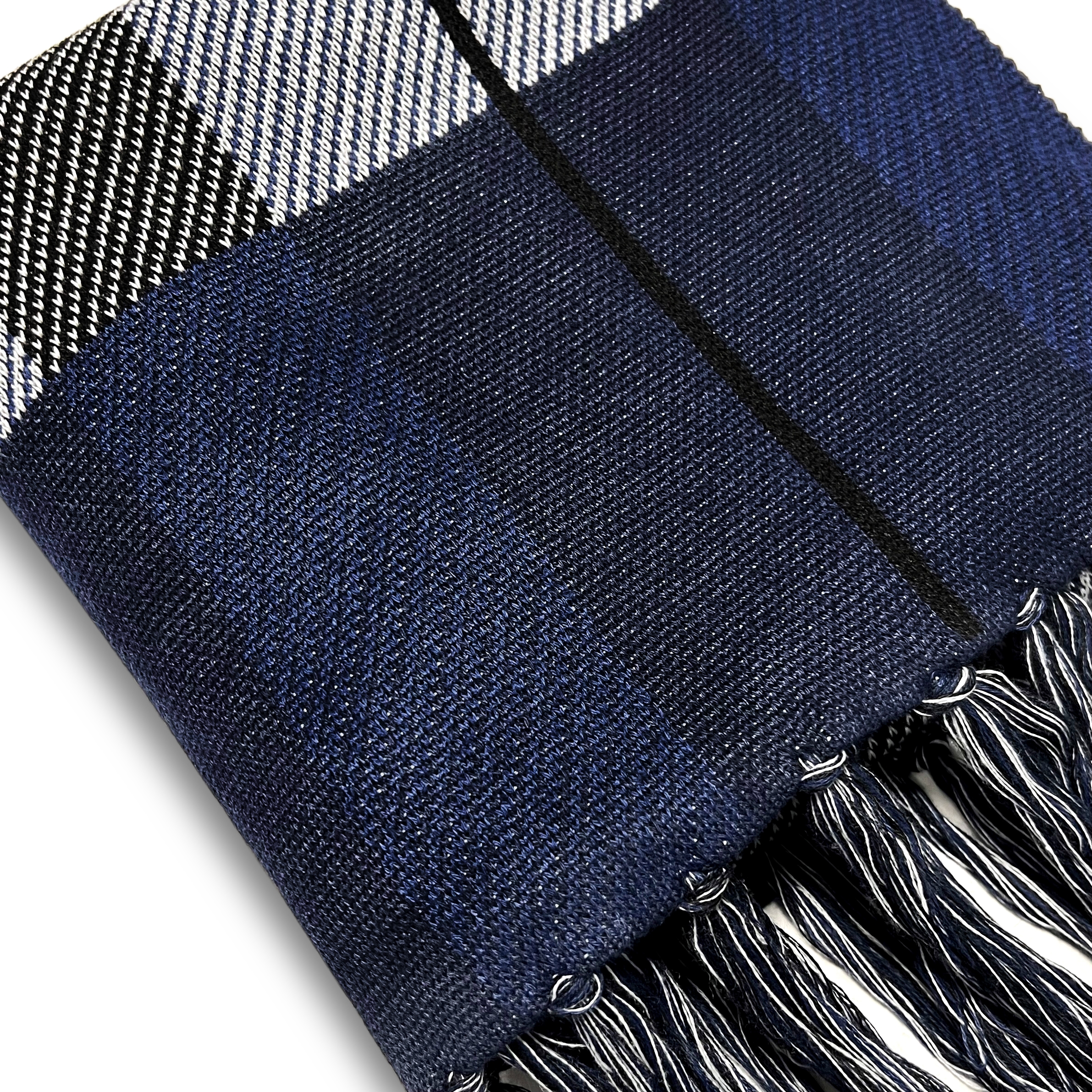 Hiems | Blue and White Plaid Scarf - 3