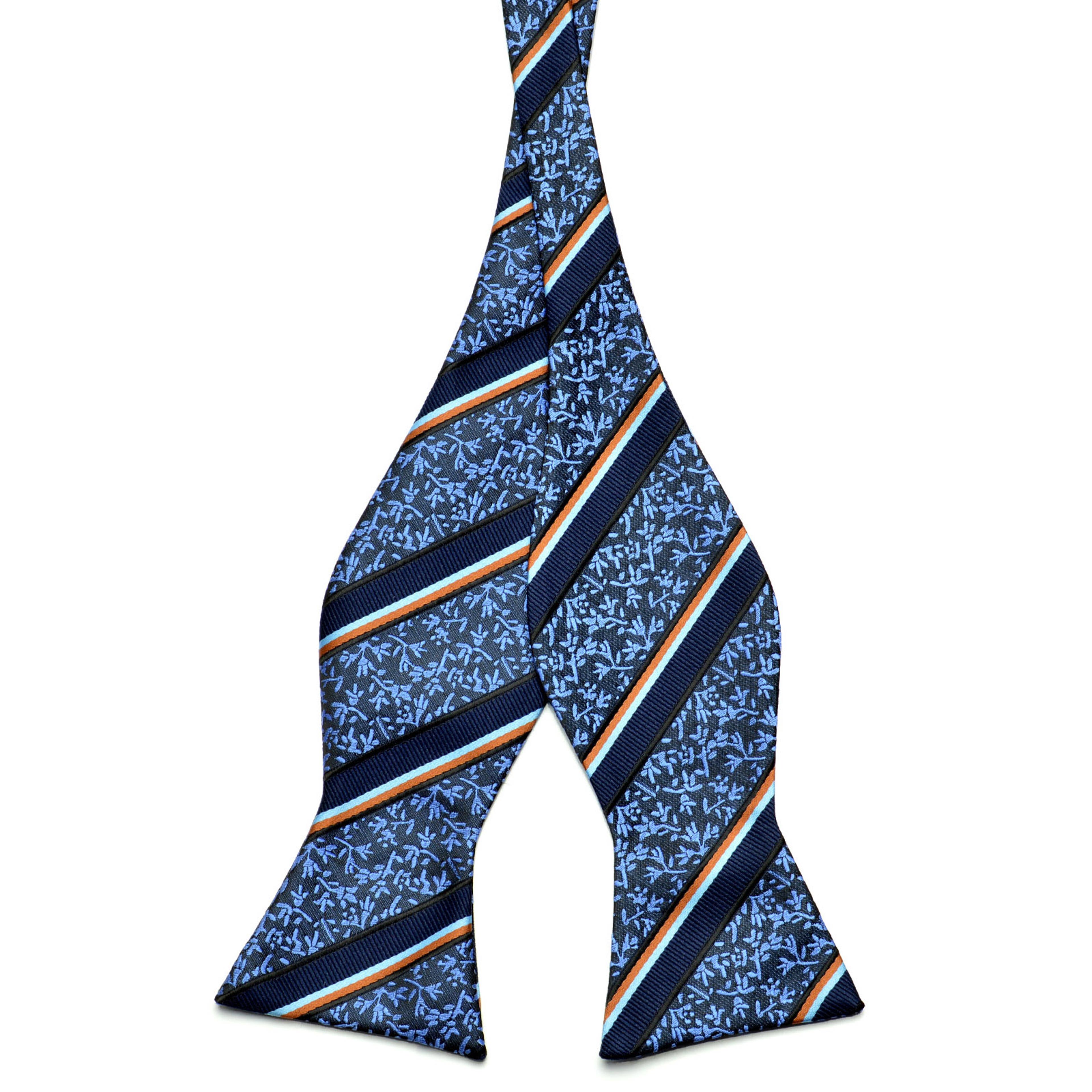 Royal & Light Blue Patterned Microfiber Self-Tie Bow Tie
