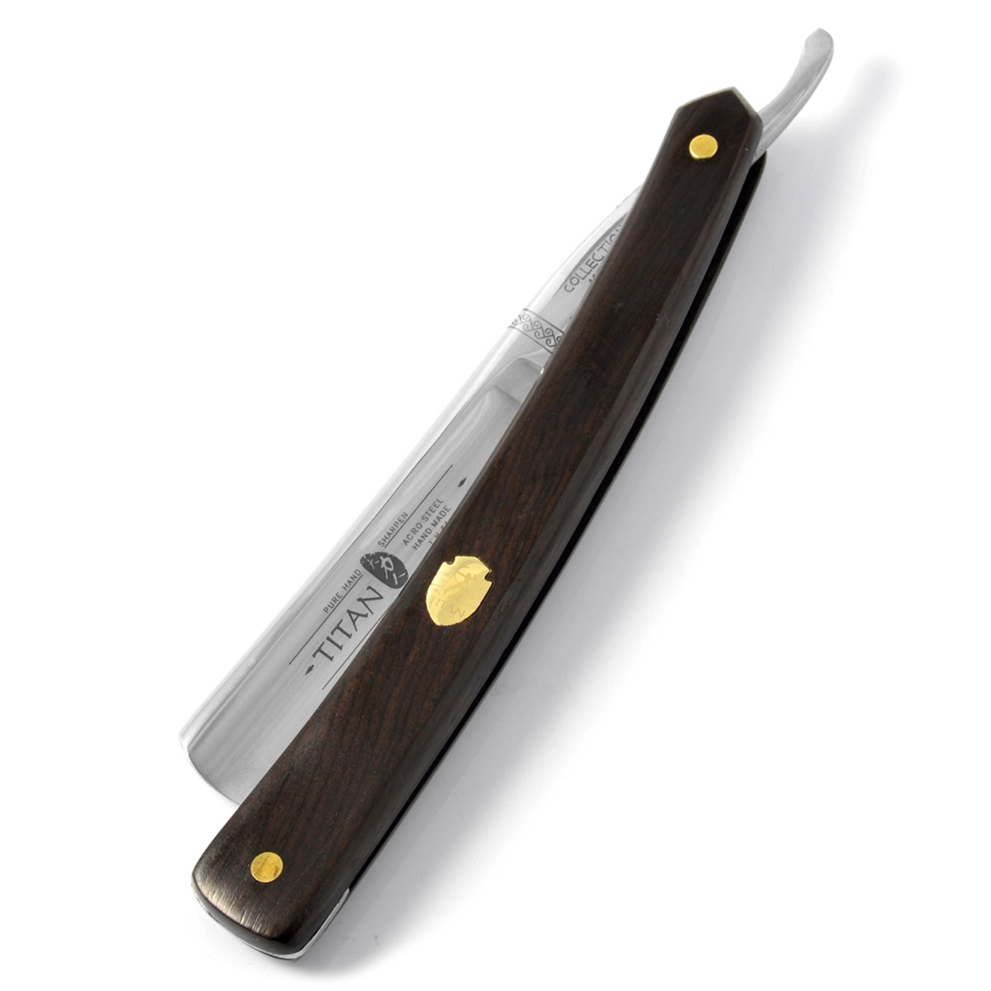 Navaja de afeitar hecha a mano en caoba y dorado 13/16 " - 4