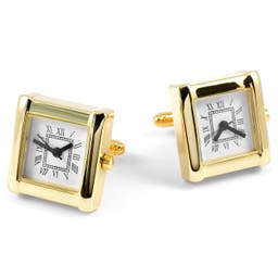 Square Gold-Tone Stainless Steel Watch Cufflinks