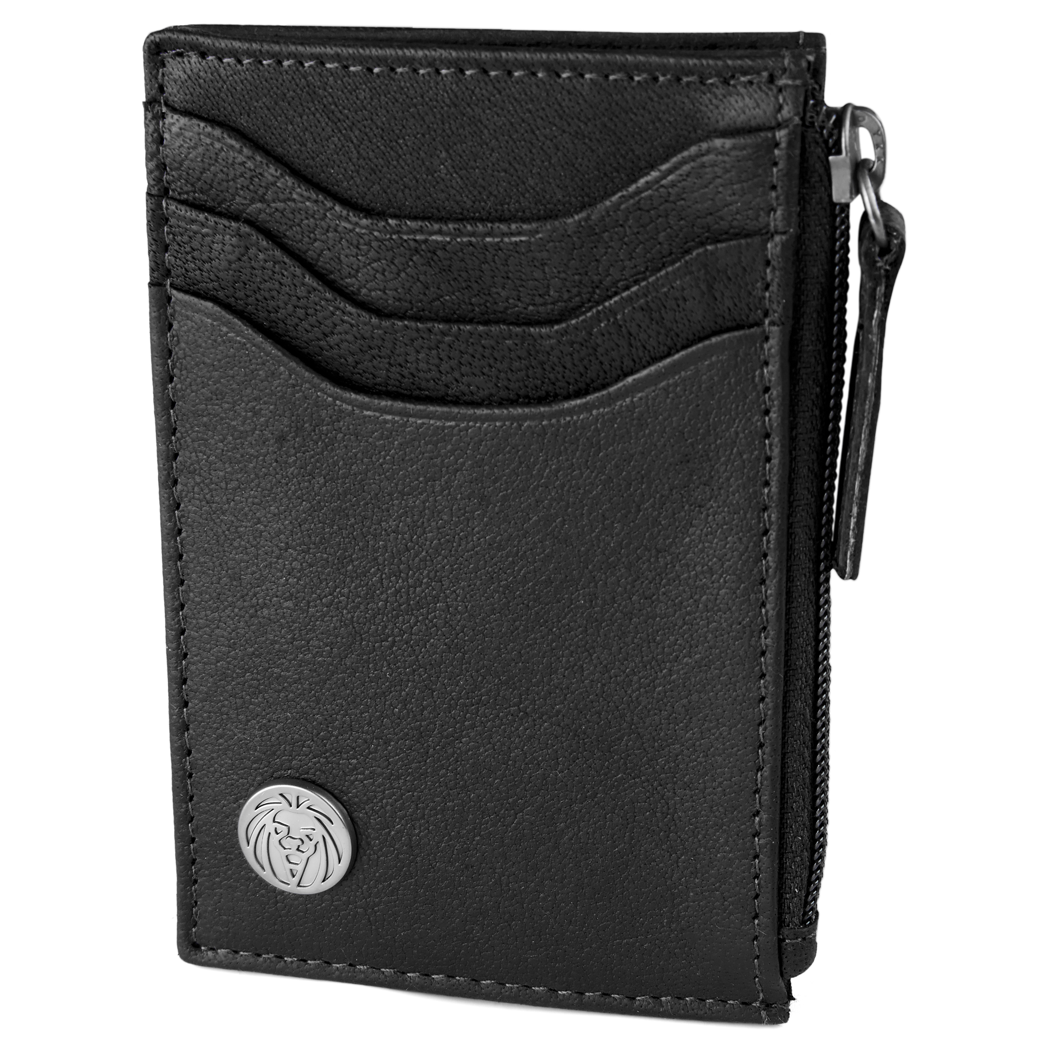 Oxford Black Leather Zip Cardholder - 1