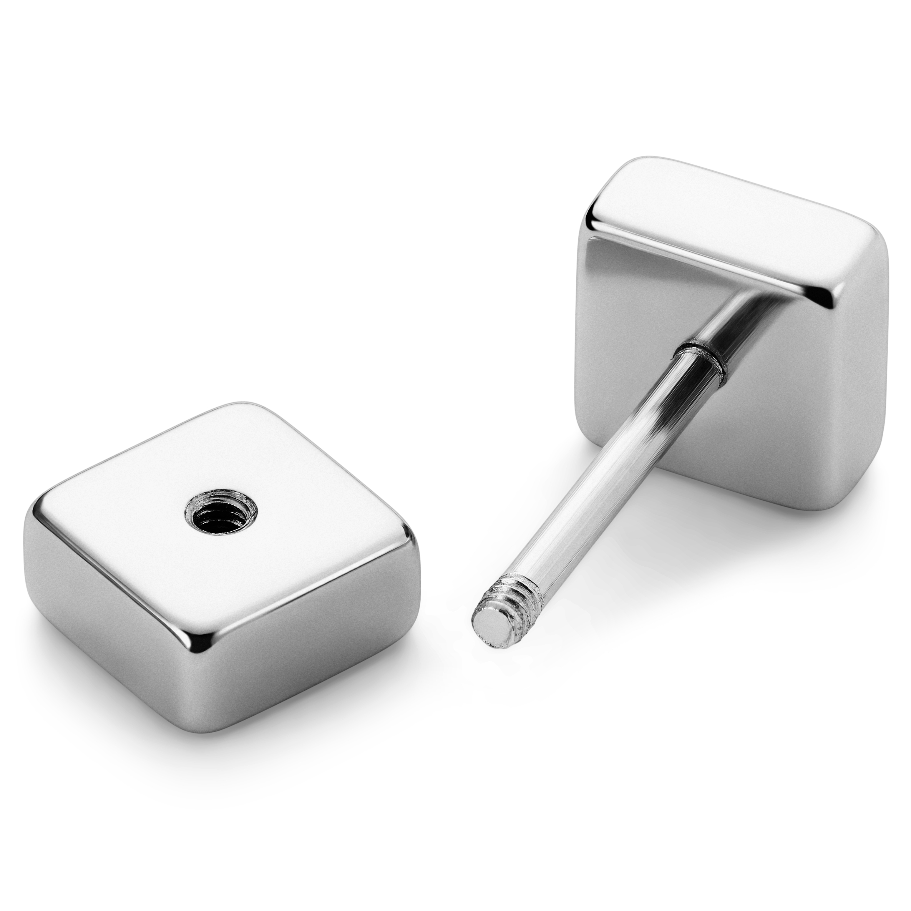 Kvadratna naušnica s čepićem, 6 mm - 5