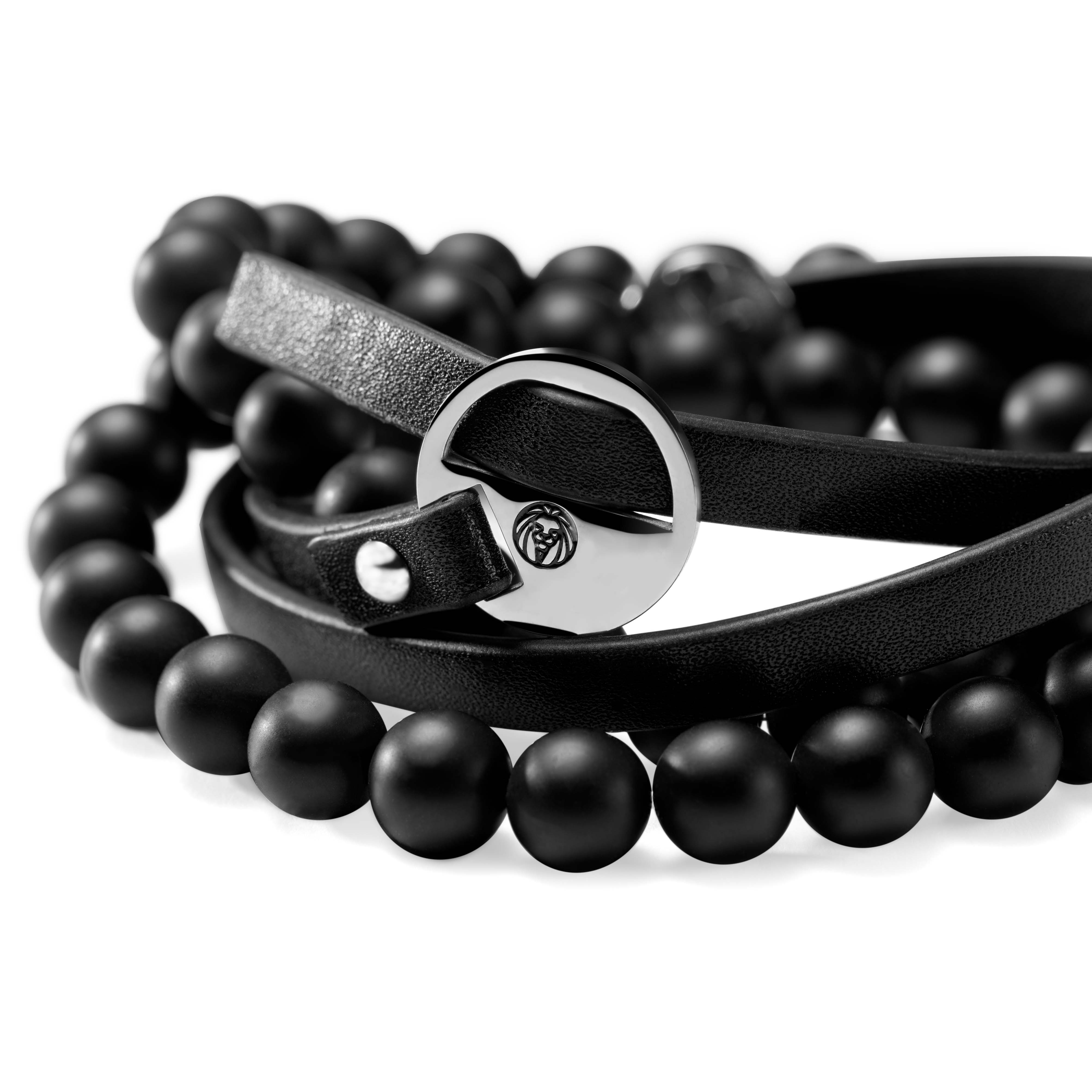 Ankh Black & Silver-tone Bracelet Set - 7