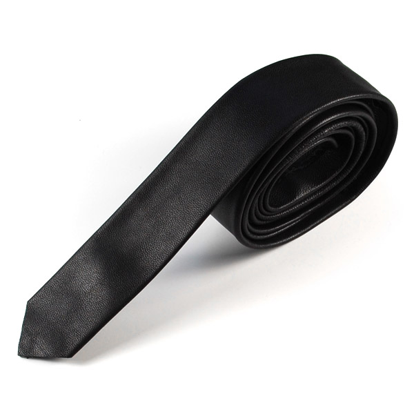 Smalt Sort Læderslips - 1