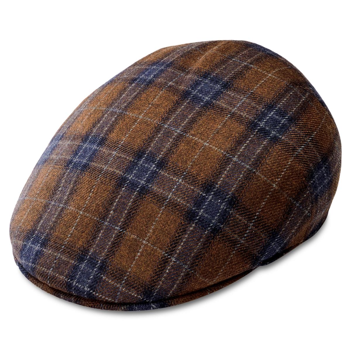 Fido Light Brown, Royal Blue White Country Wool Flat Cap In