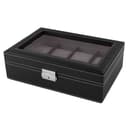 Juoda vitrininė medinė laikrodžių dėžutė – 8 laikrodžiams Juoda vitrininė medinė laikrodžių dėžutė – 8 laikrodžiams