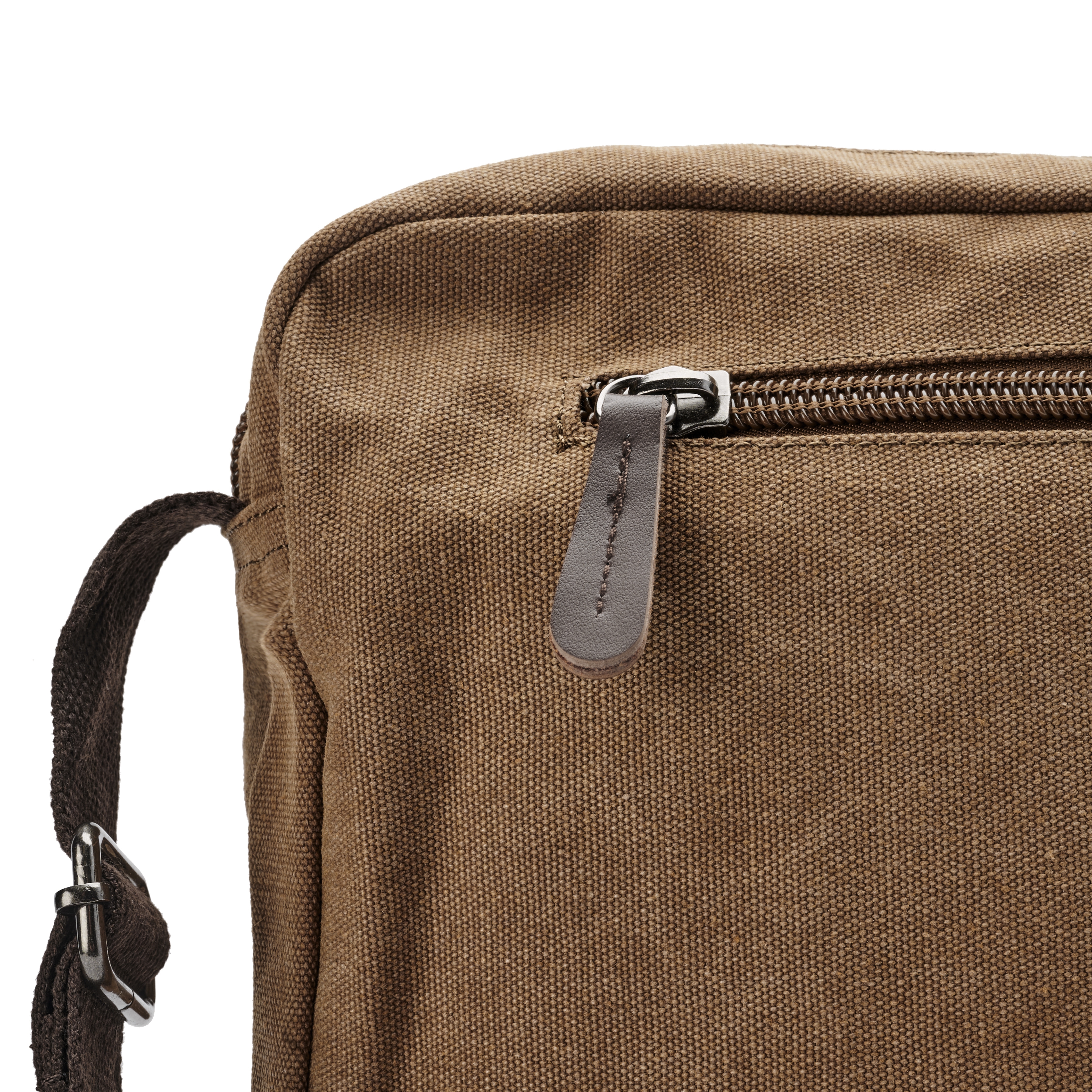 Vintage Caramel Canvas and Brown Leather Messenger Bag | In