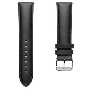 Black 7/8" (22 mm Leather) Watch Strap With Silver-tone Buckle Black 7/8" (22 mm Leather) Watch Strap With Silver-tone Buckle