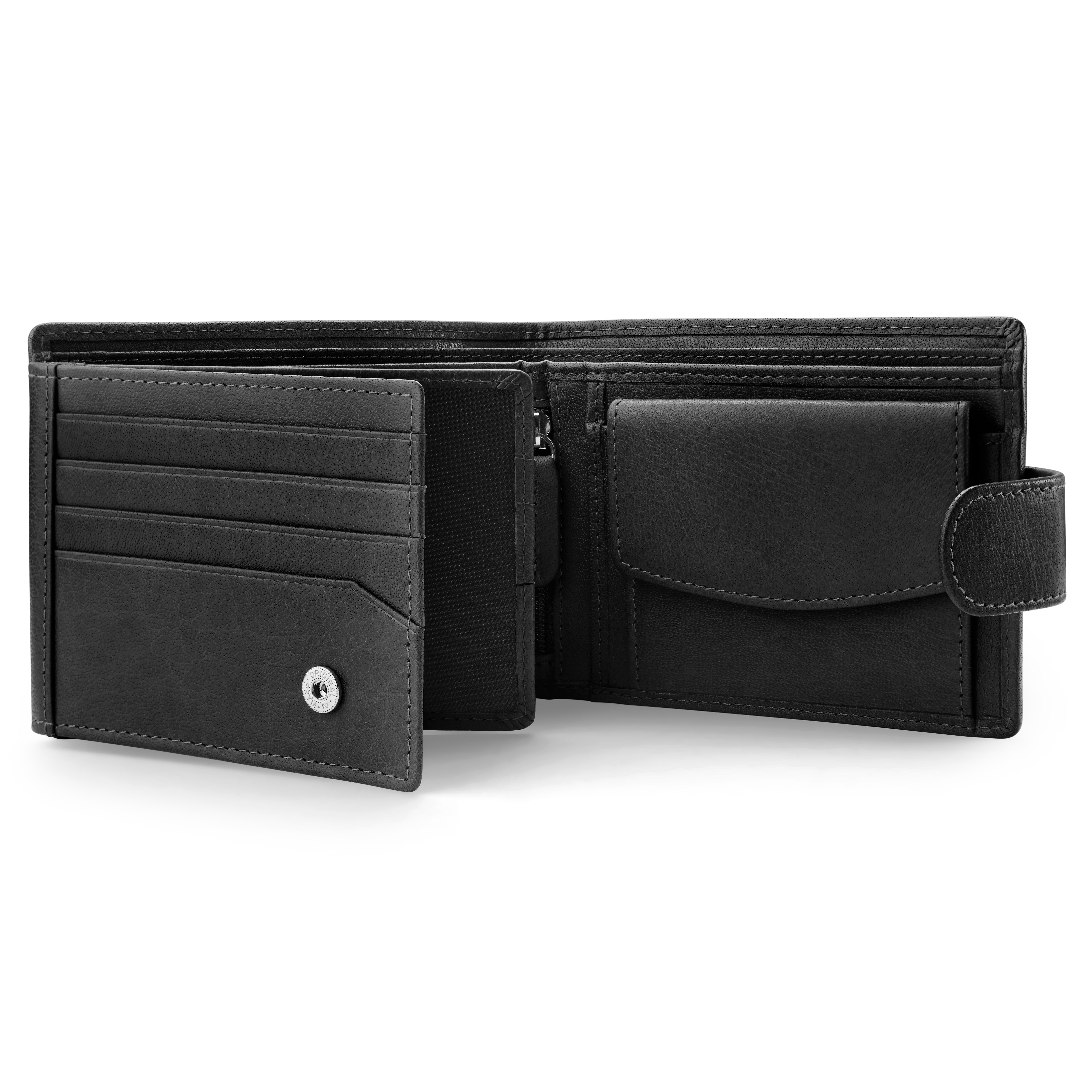 Črna RFID-blokirna denarnica iz bivoljega usnja - 3