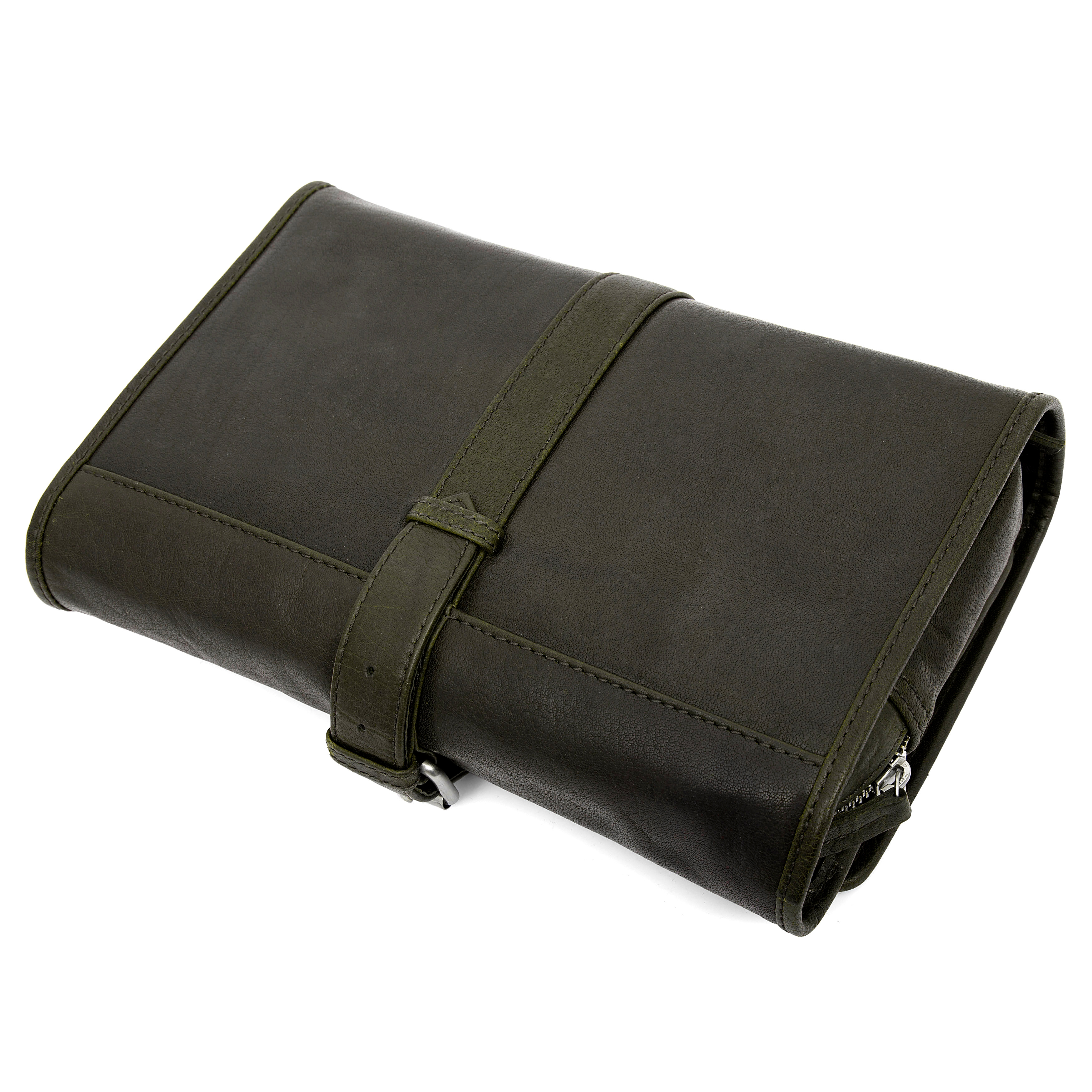 Montreal Hanging Olive Leather Wash Bag - 4