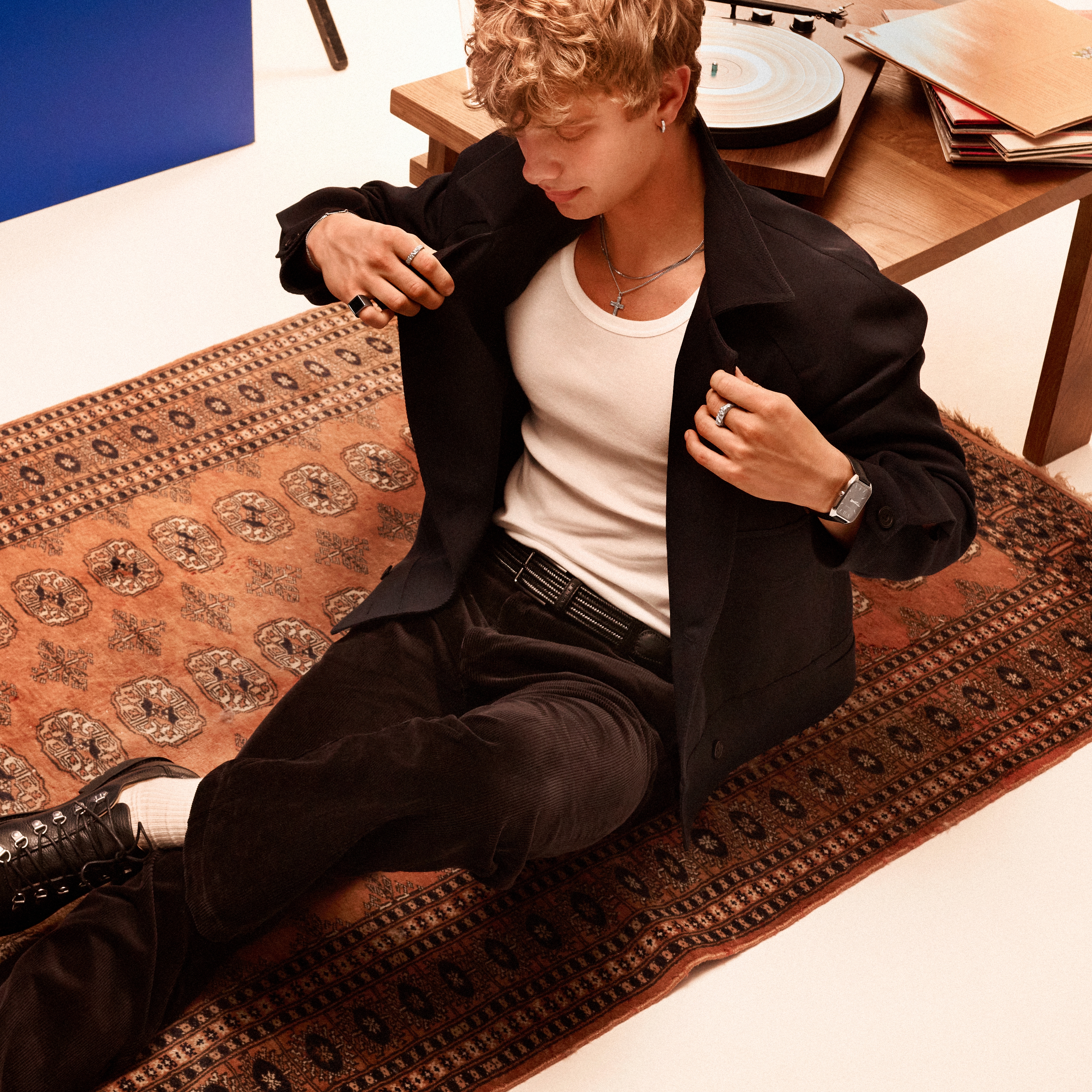 Rustic | Ketting met rustieke kruishanger van 925 sterling zilver - 3