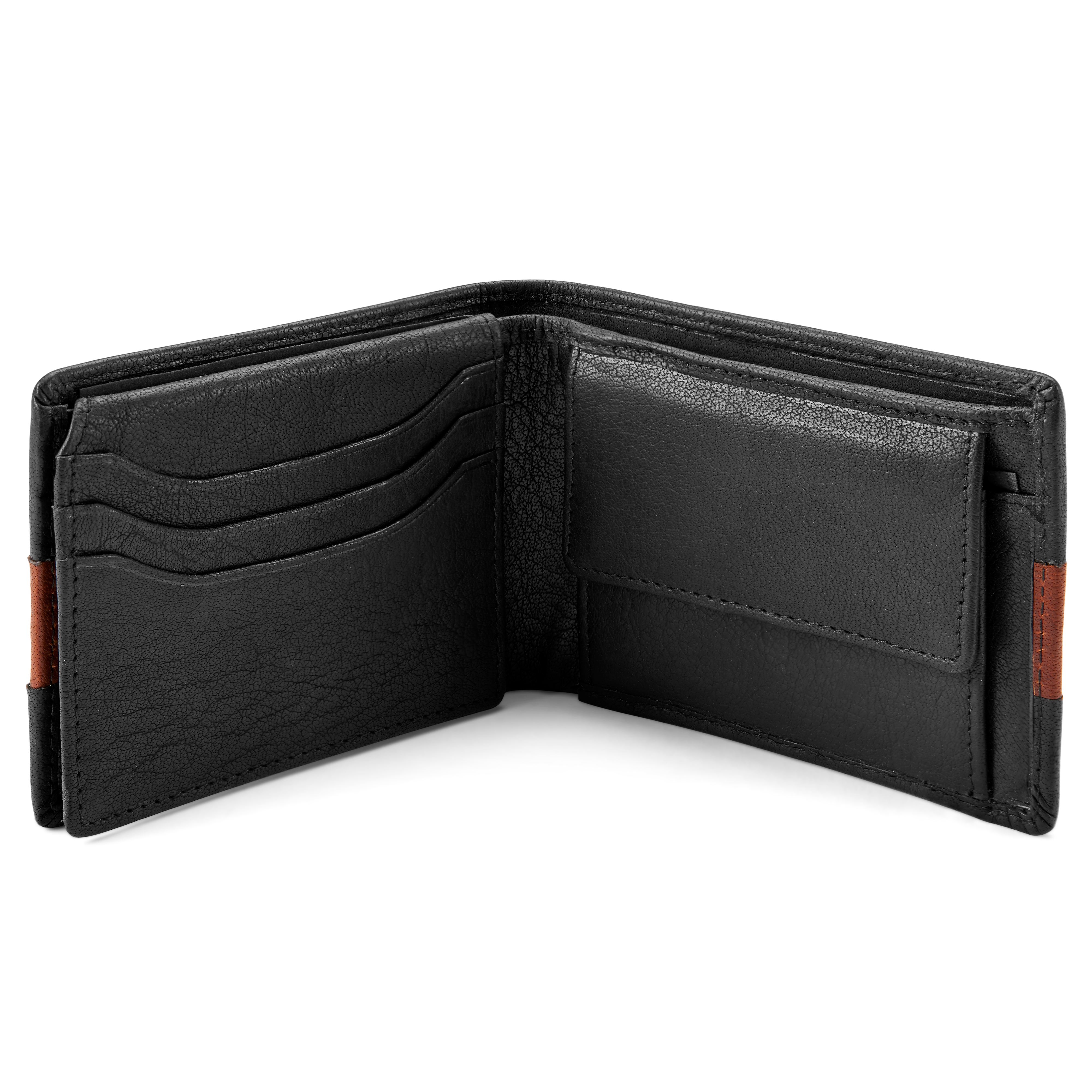 Montreal Schwarze & Hellbraune Plissierte Leder Geldbörse - 2