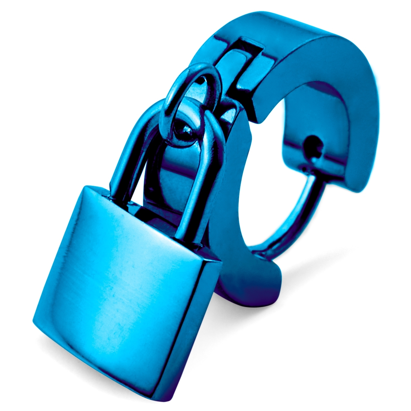 Floyd Blue Padlock Pendant Hoop Earring - 3