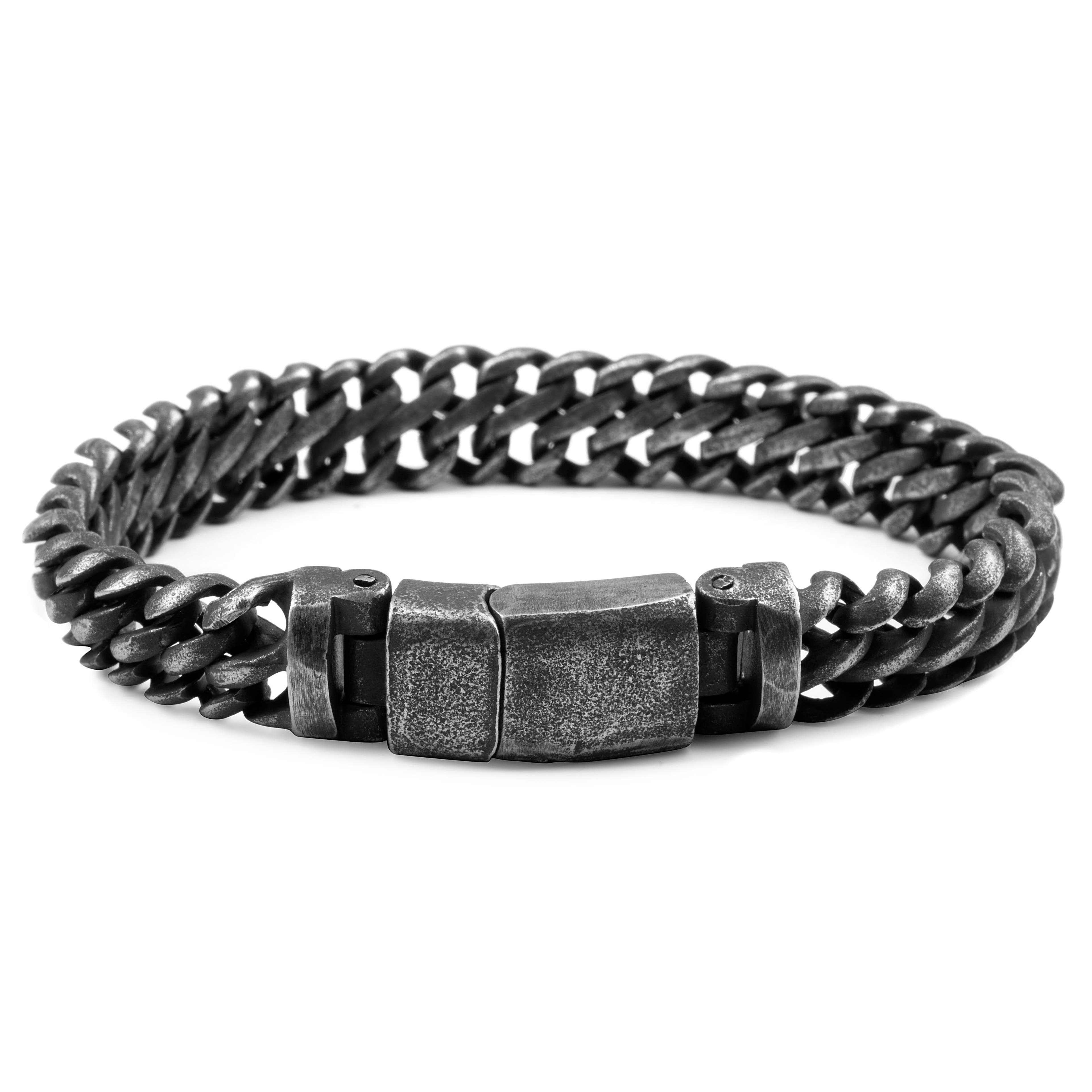 Rustic Stainless Steel Double Curb Chain Bracelet