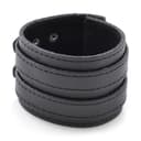 Bracelet en cuir noir à double renfort Bracelet en cuir noir à double renfort