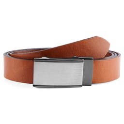 Tanned Full Grain Leather Auto Lock Belt with Solid Buckle