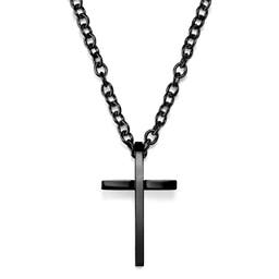 Polished Black Steel Cross Necklace