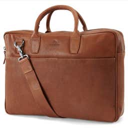 Cambodia | Executive Tan Double Zip Leather Bag