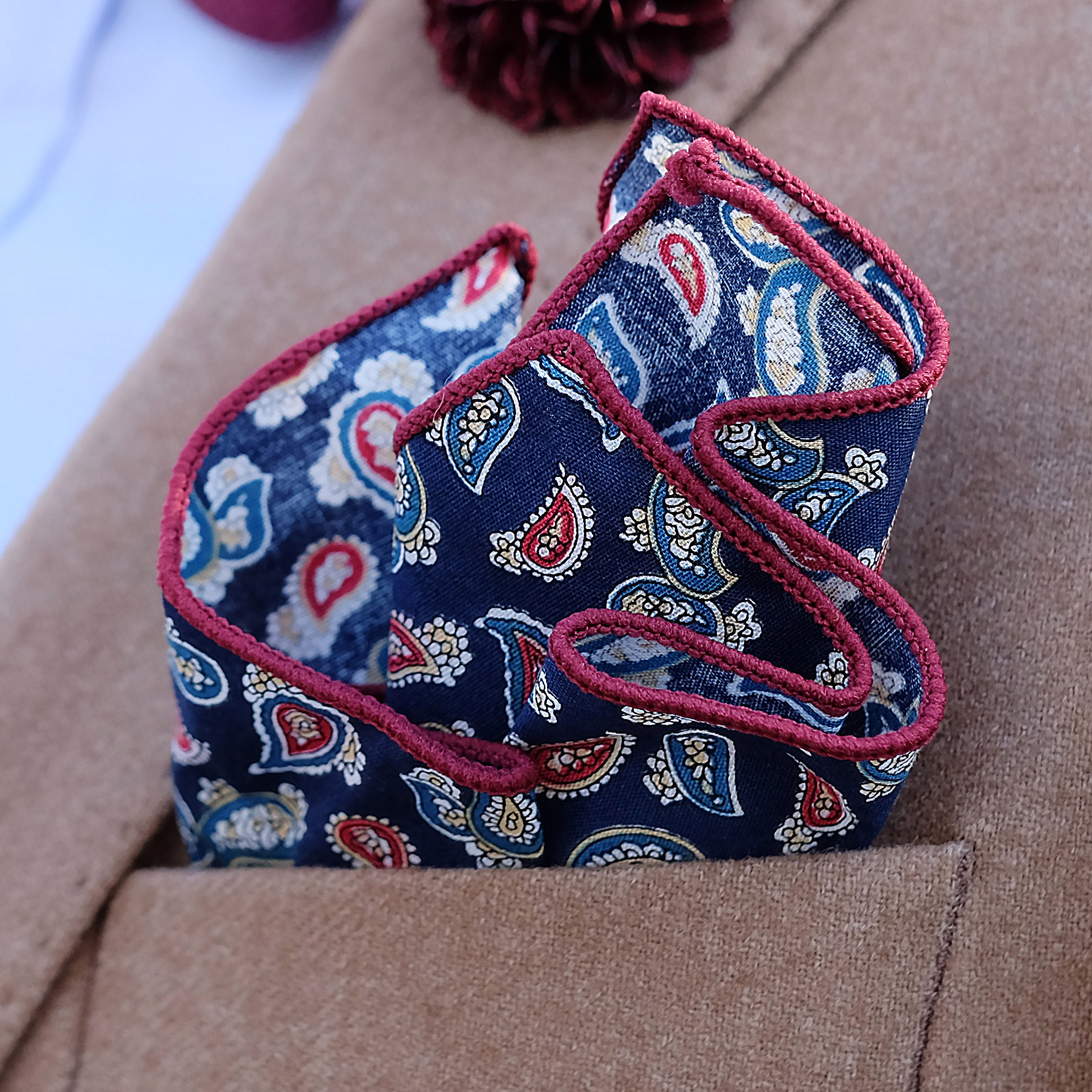 Tummansininen Paisley Taskuliina - 3