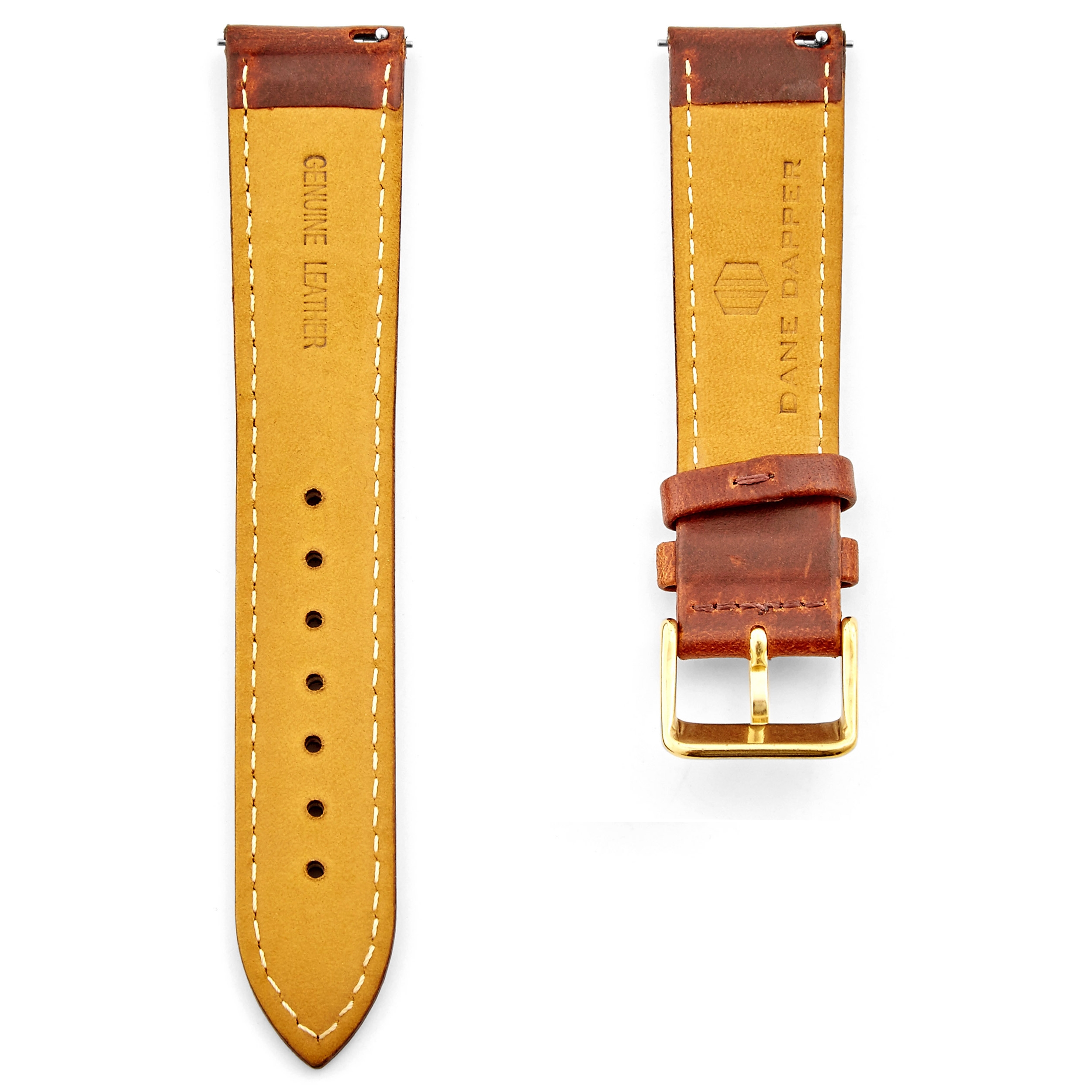 Vintage Brown & Gold Leather Watch Strap - 3