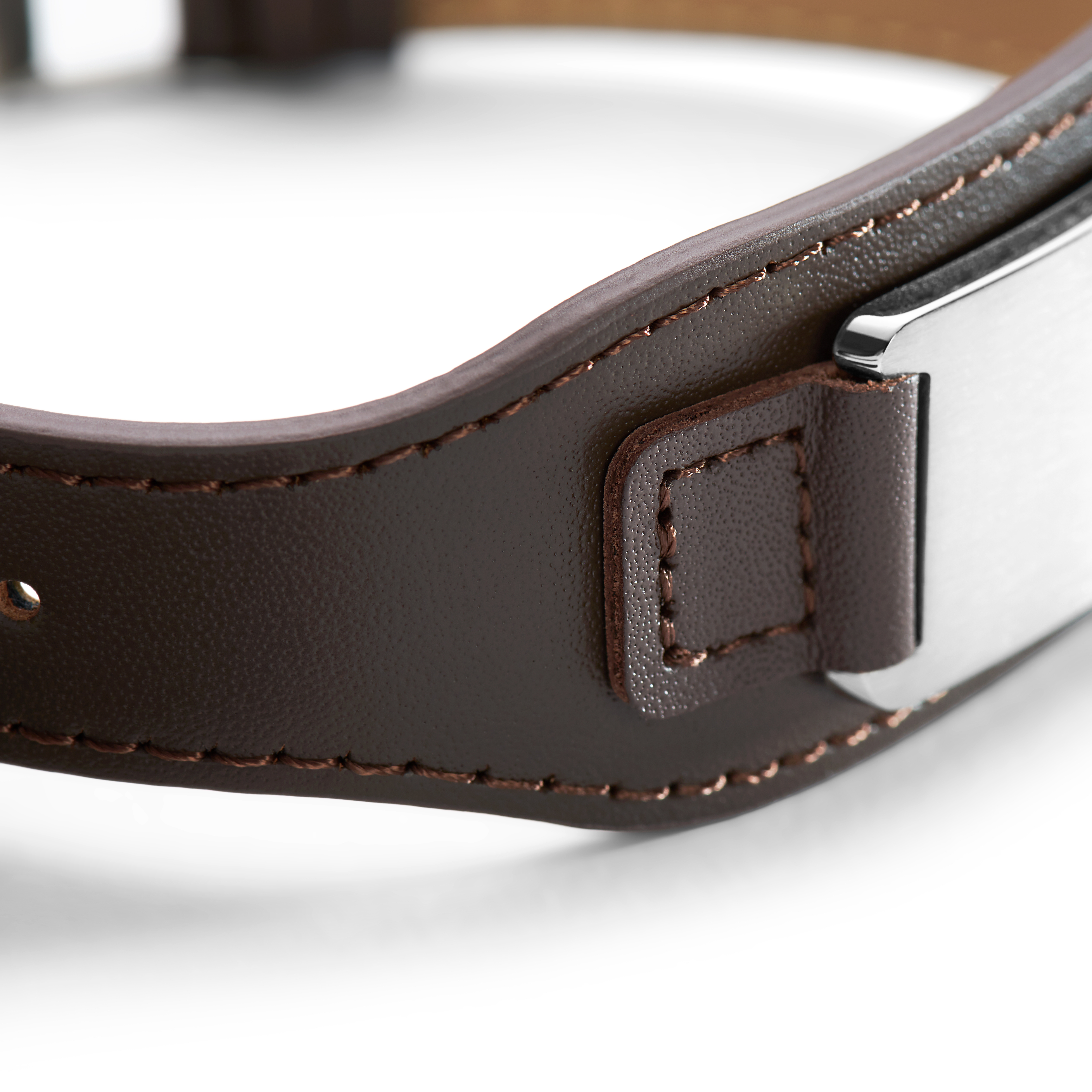 Brunt Manchetarmbånd i Læder m. Stålplade - 6