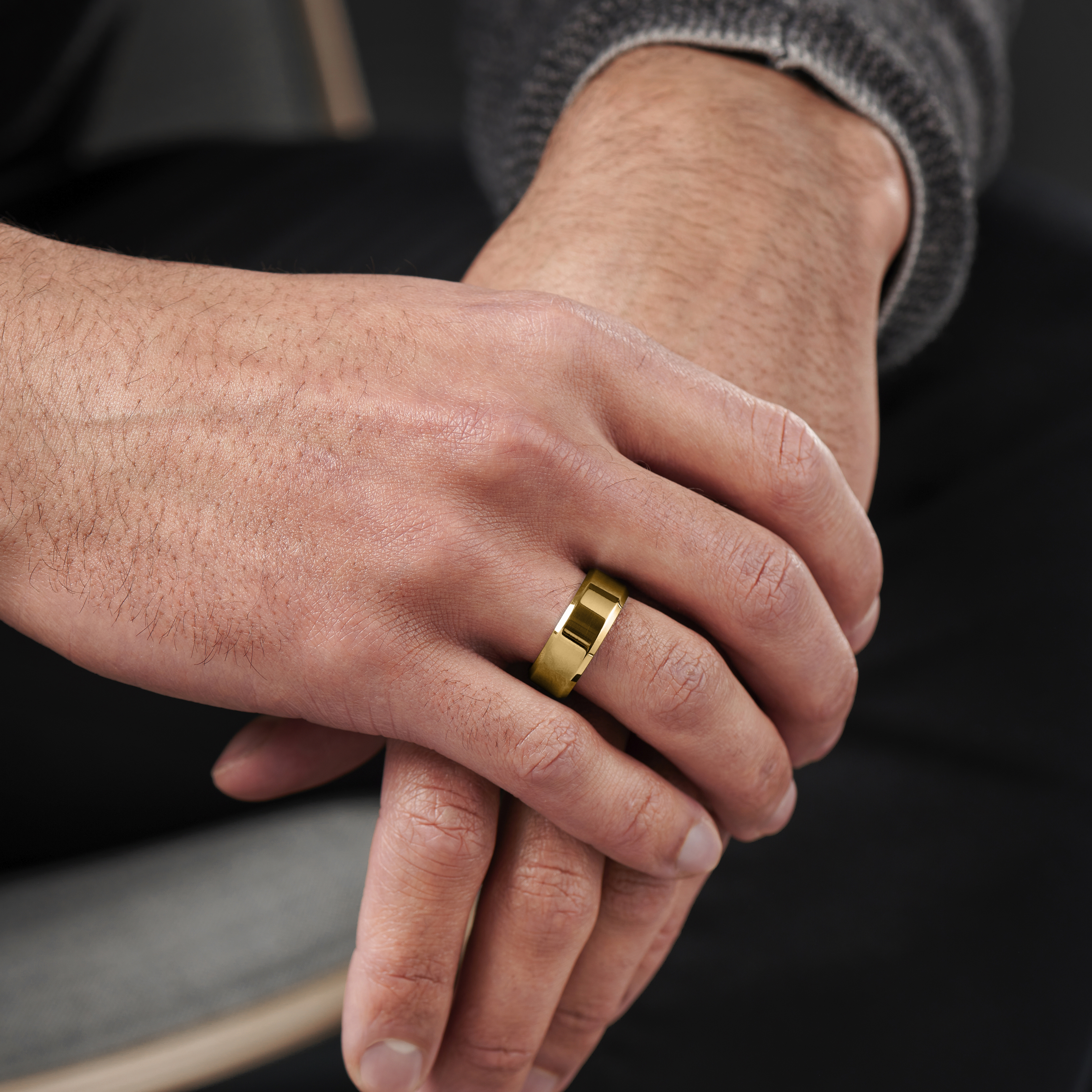 Aukso spalvos žiedas iš veidrodinio plieno - 3