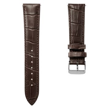 24mm Crocodile-Embossed Dark-Brown Leather Watch Strap with Silver-Tone Buckle – Quick Release 24mm Crocodile-Embossed Dark-Brown Leather Watch Strap with Silver-Tone Buckle – Quick Release