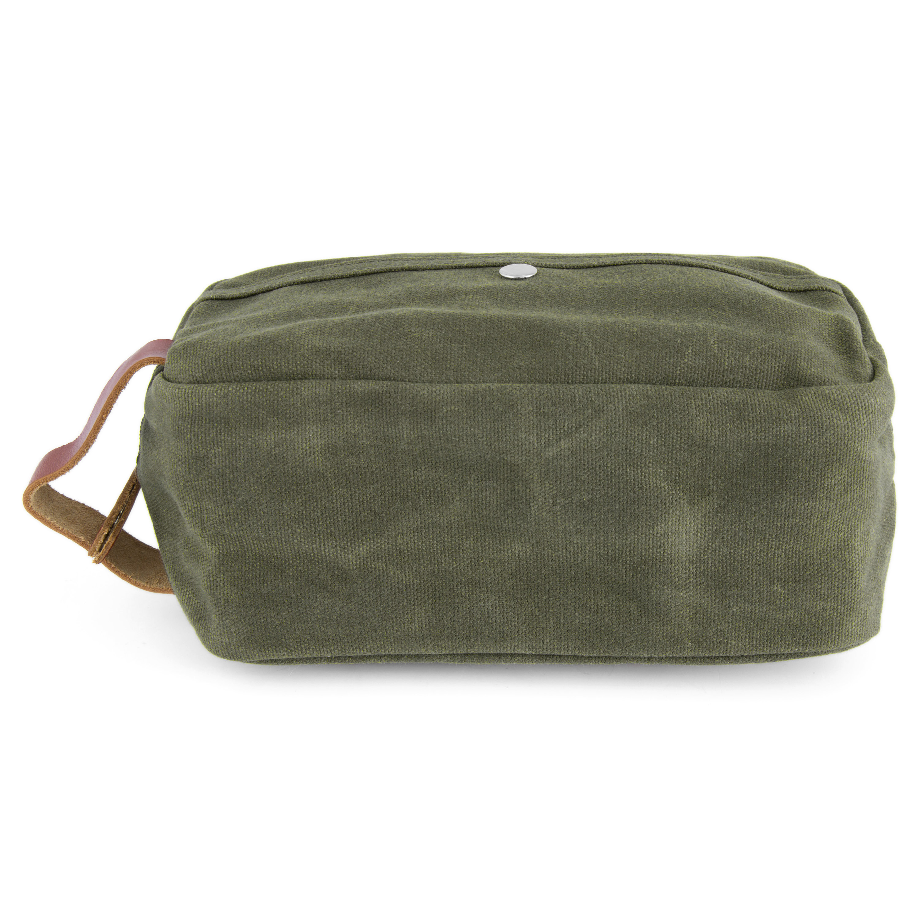 Olivová kosmetická taška z voskovaného plátna Bridge  - 5