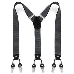 Wide Dotted Grey Clip-On Suspenders