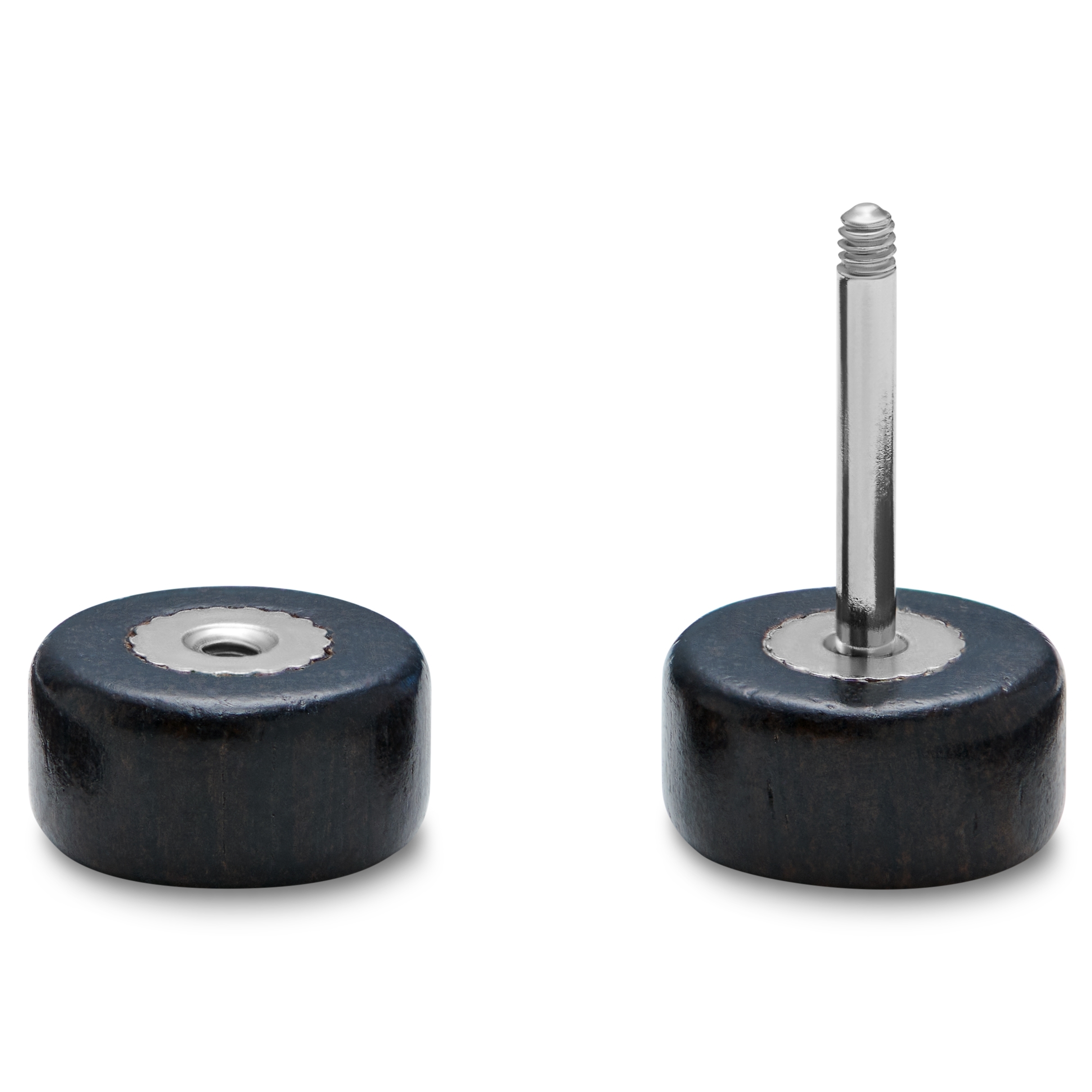 Satago | Обица имитация на флеш тапа от тъмен дъб и неръждаема стомана 8 мм - 2