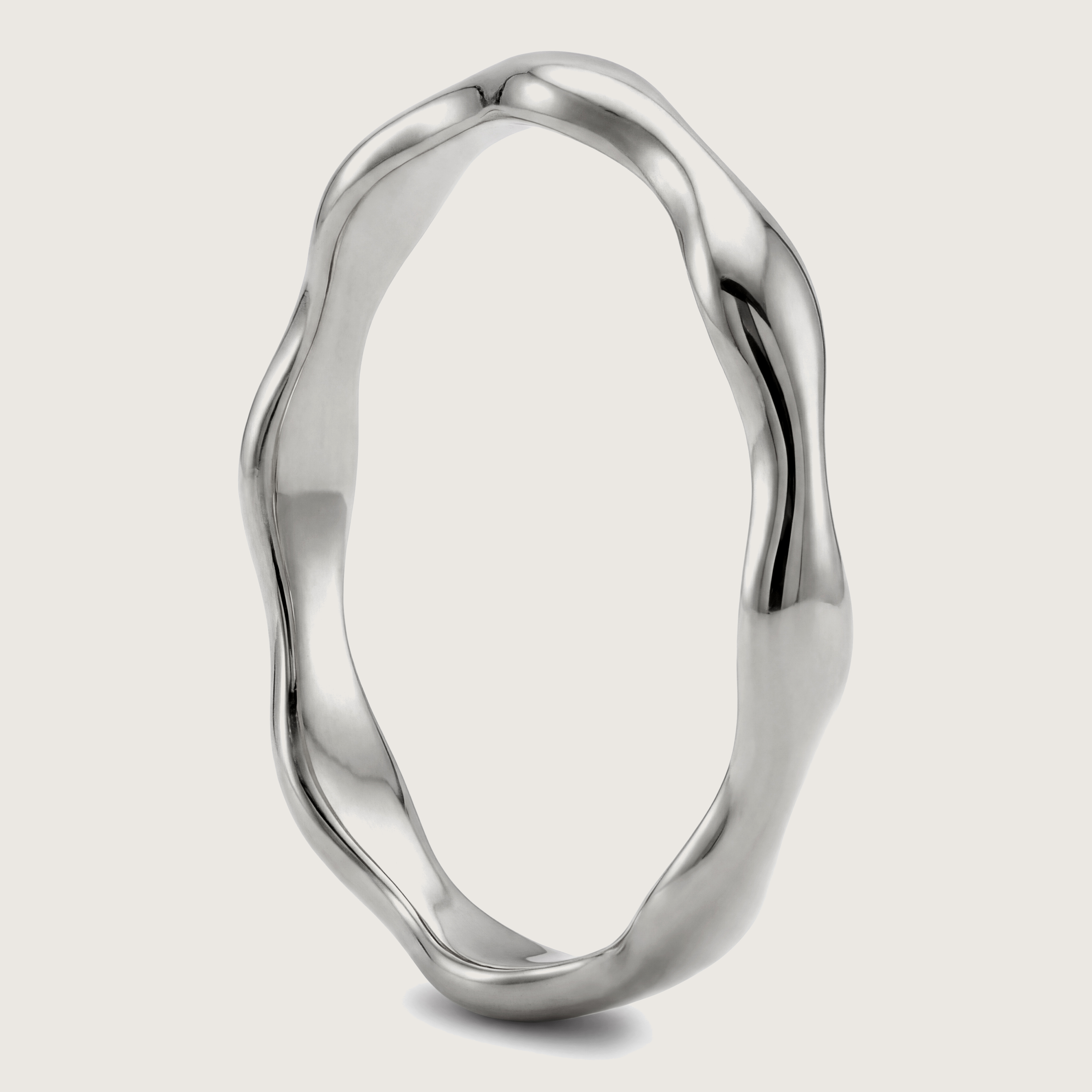 Molten | 4mm Silver-Tone Stainless Steel Wavy Ring | In stock