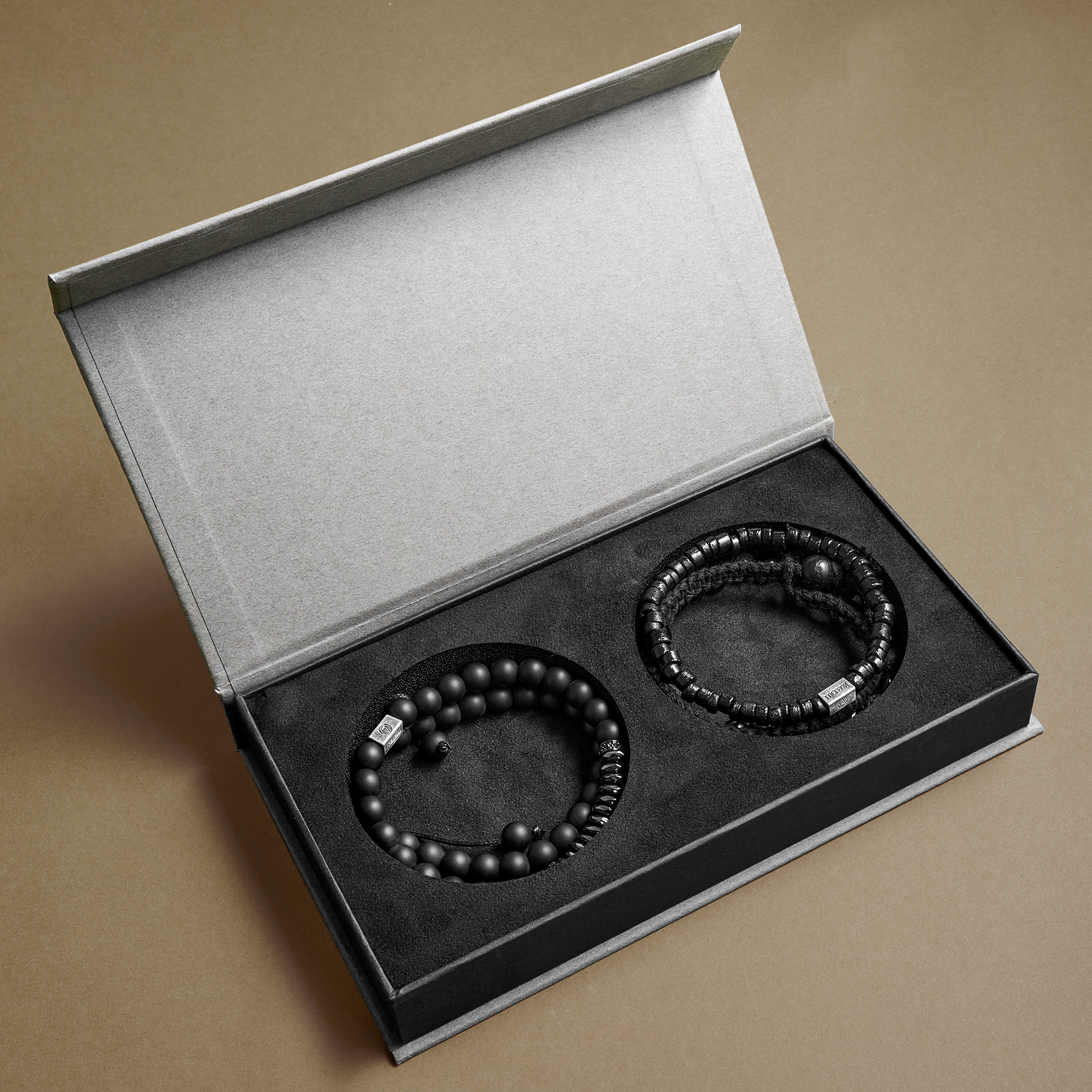 Premium Men's Bracelet Gift Box | Hematite, Onyx, Lava Stone, & Coconut - 3