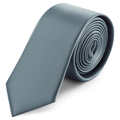 Cravatta skinny da 6 cm grigio fumo con motivo gros-grain Cravatta skinny da 6 cm grigio fumo con motivo gros-grain