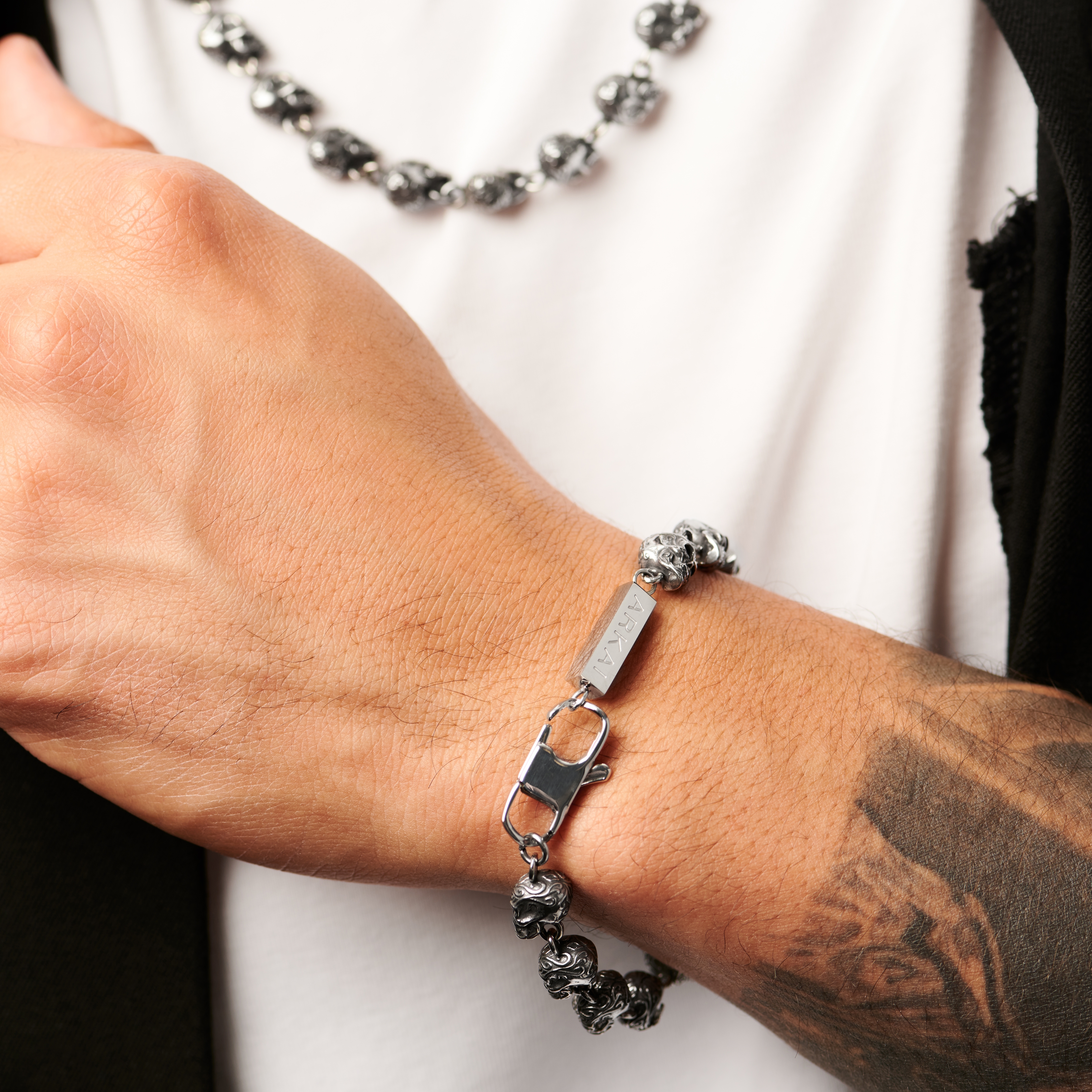 Ruben Rico Steel Skull Bracelet - 3