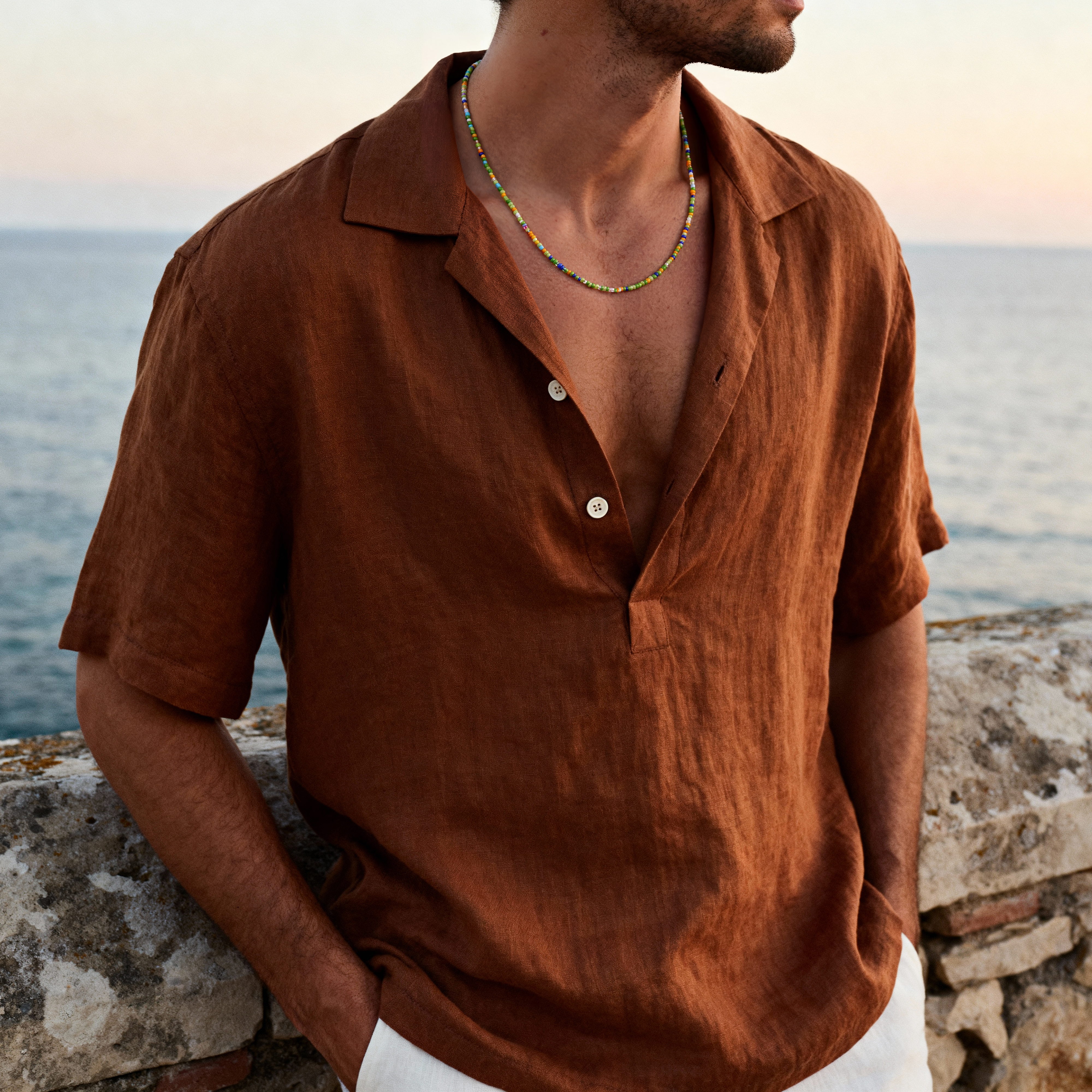 Amalfi | Barevný zelený náhrdelník ze skleněných korálků - 2