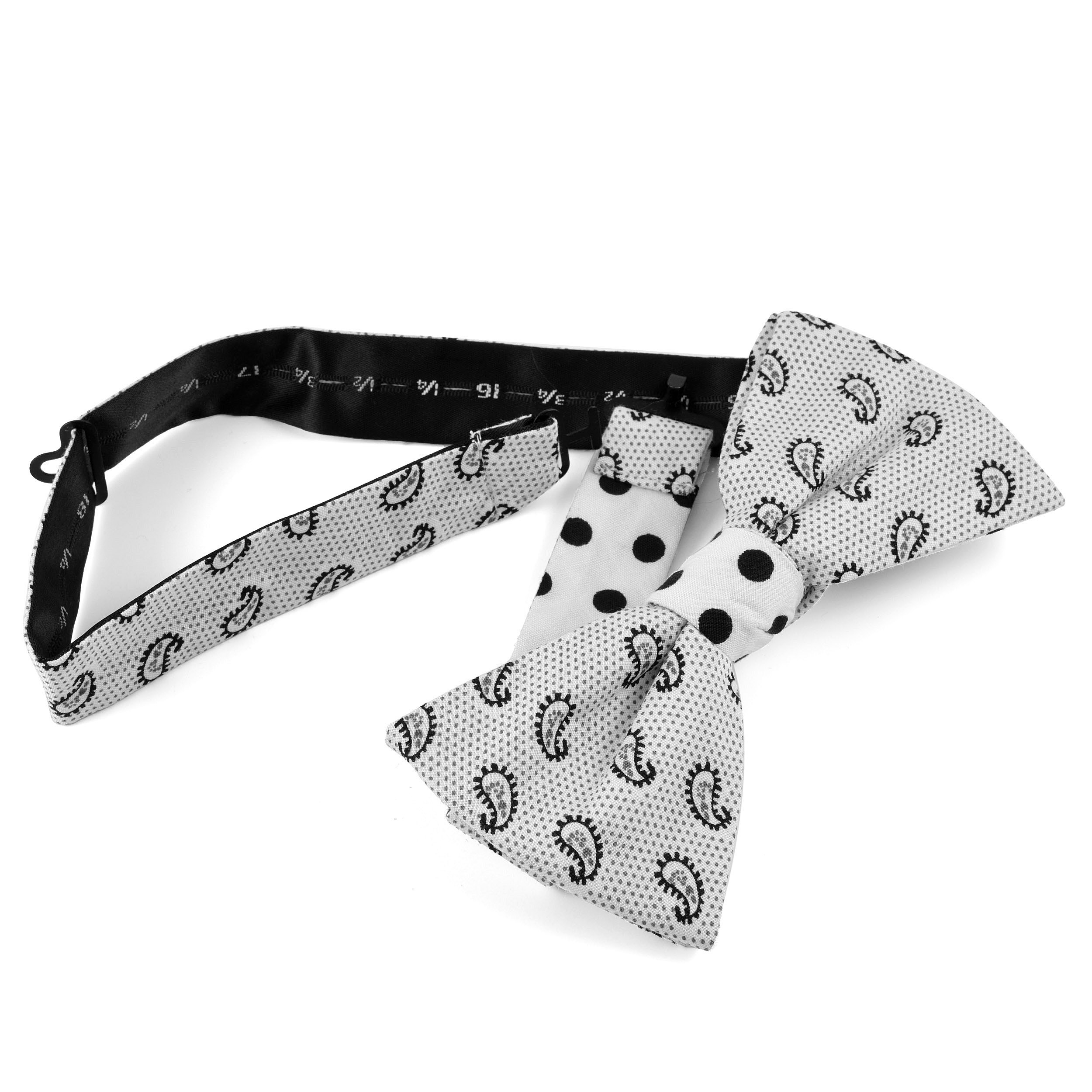 Valge segakujundusega puuvillane eelseotud kikilips - 2