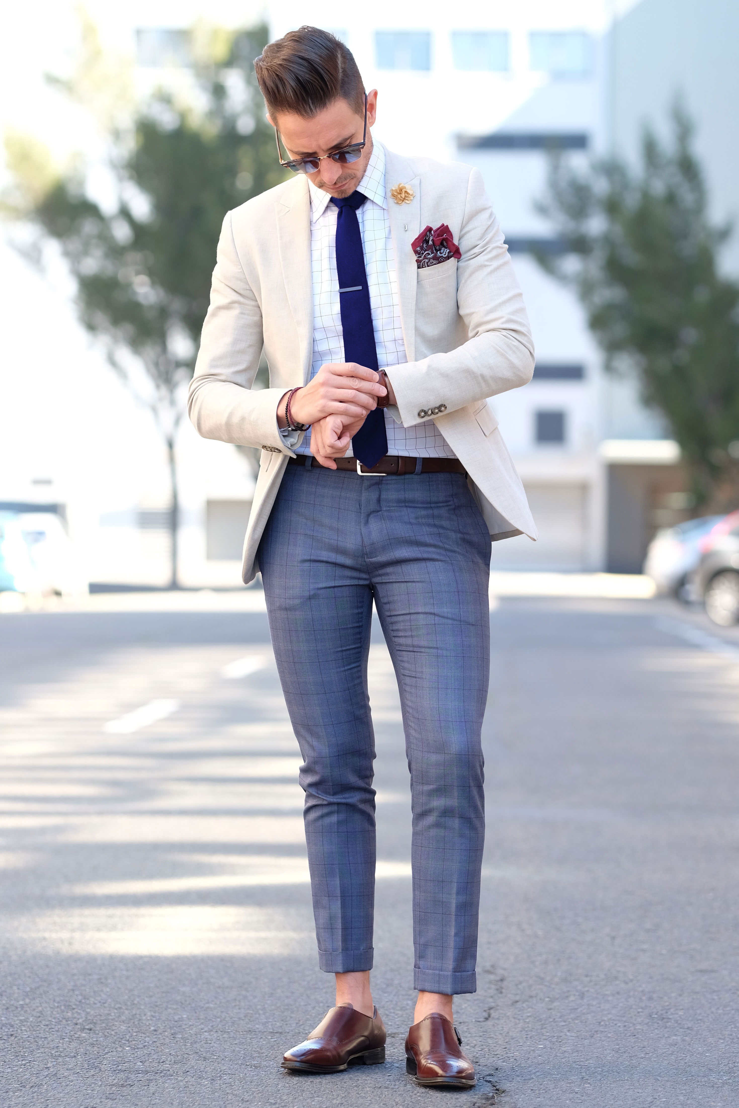 Raw Håndlaget Blått Ullslips - 6