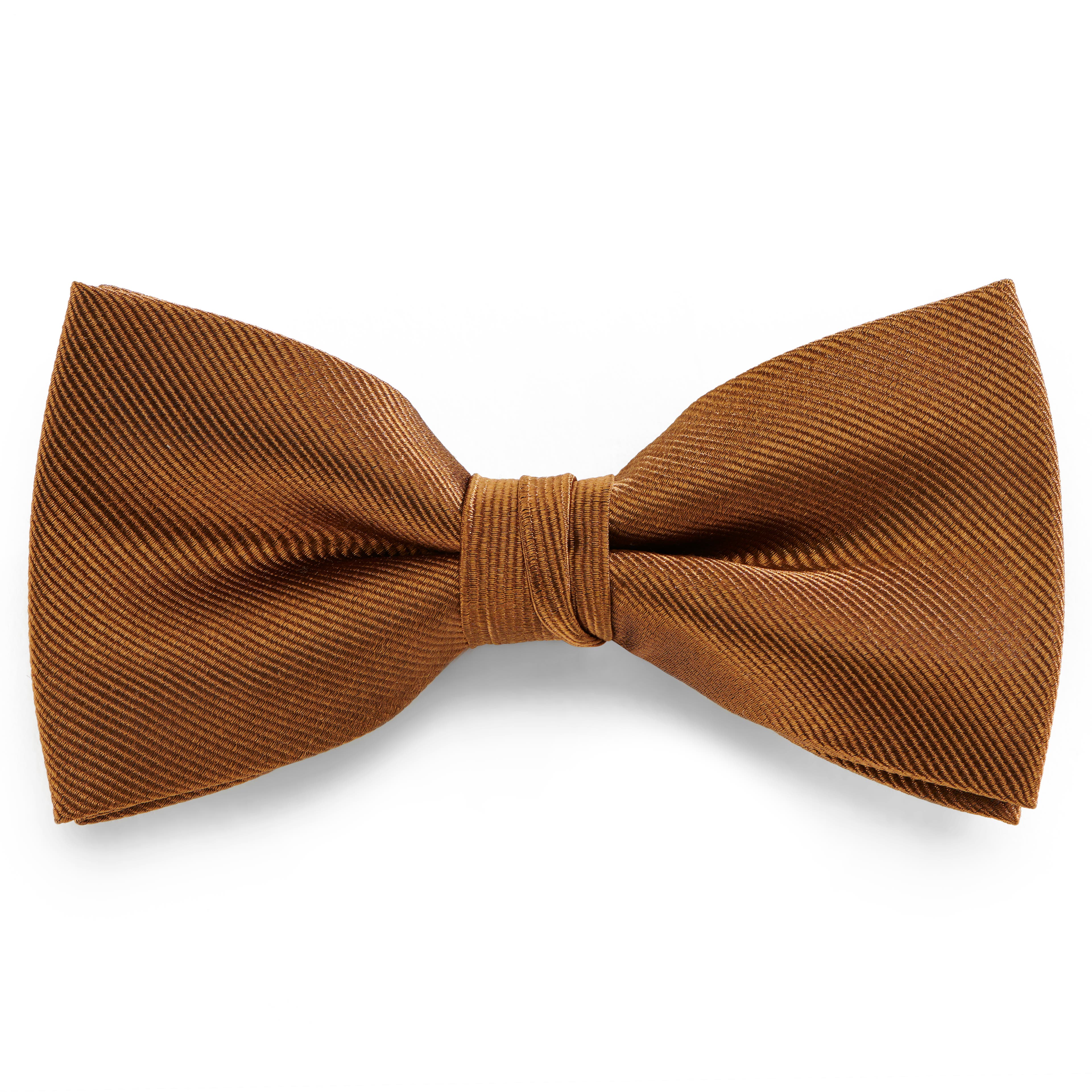 Golden Brown Pre-Tied Silk-Twill Bow Tie
