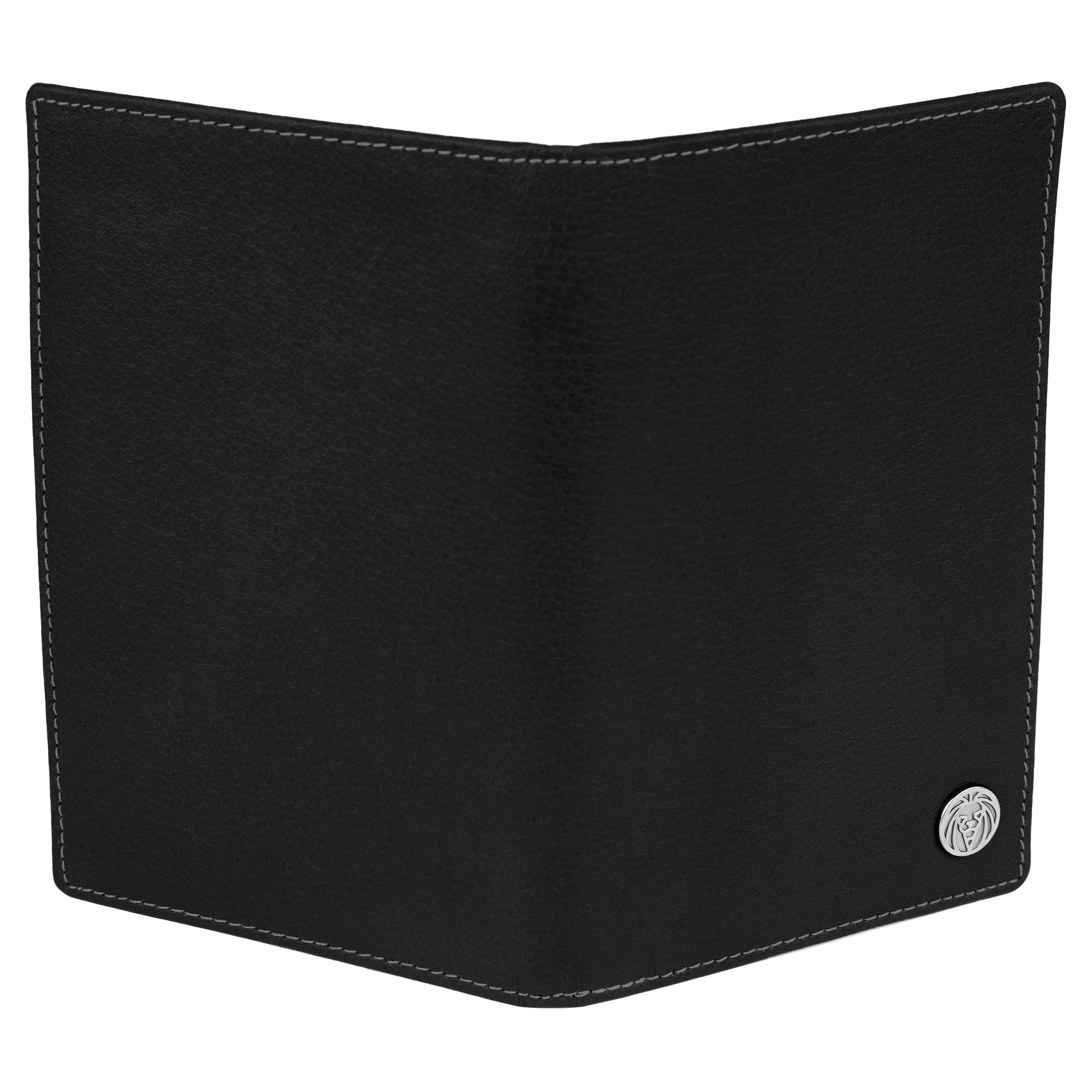 Cartera de viaje de cuero, grande y negra Oxford  - 3