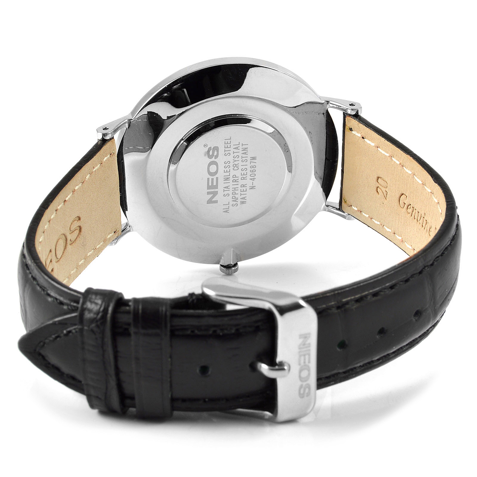 Zwart Wit Klassiek Saffier Horloge - 4