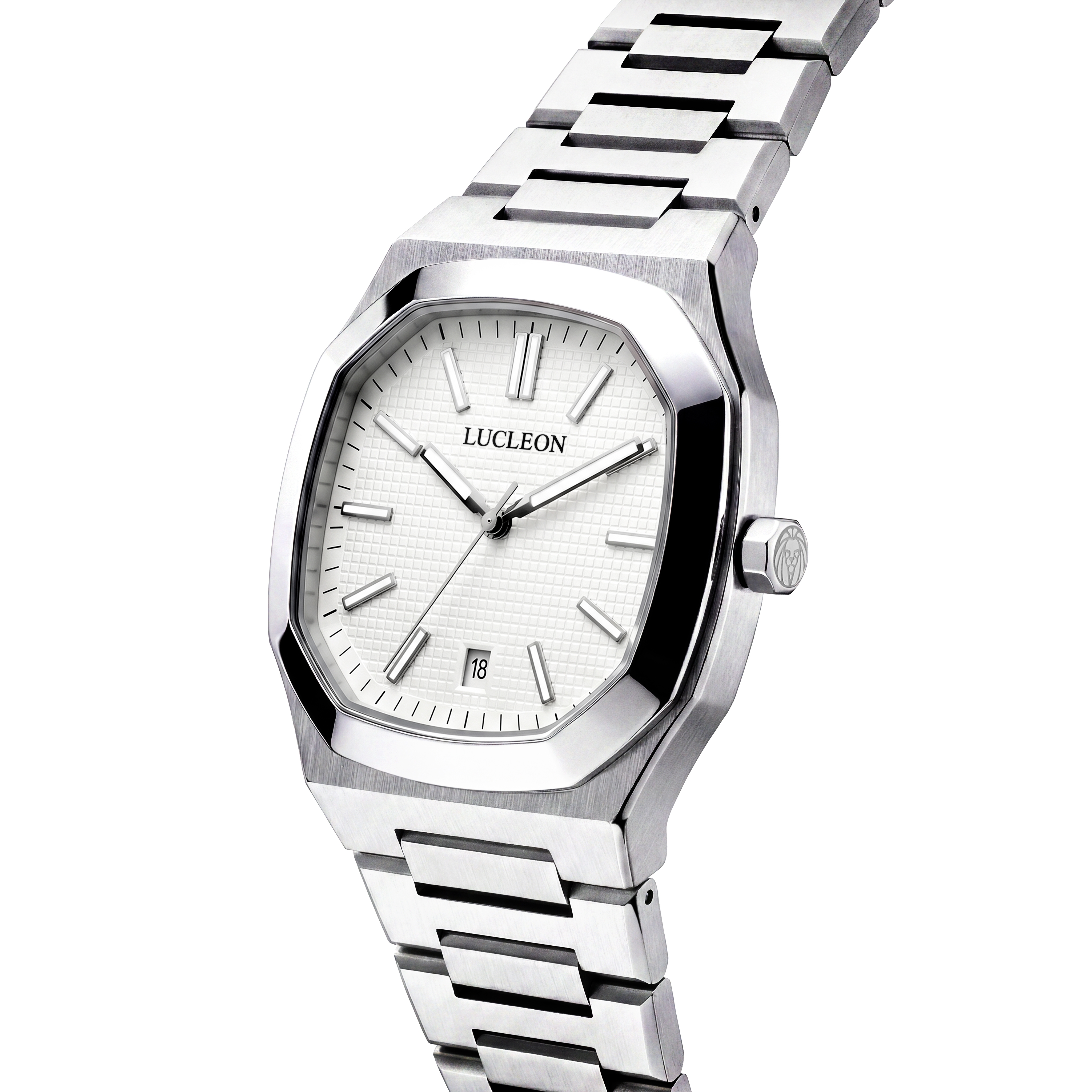 Vector | Silver-tone Stainless Steel Octagonal Watch with White Dial - 7