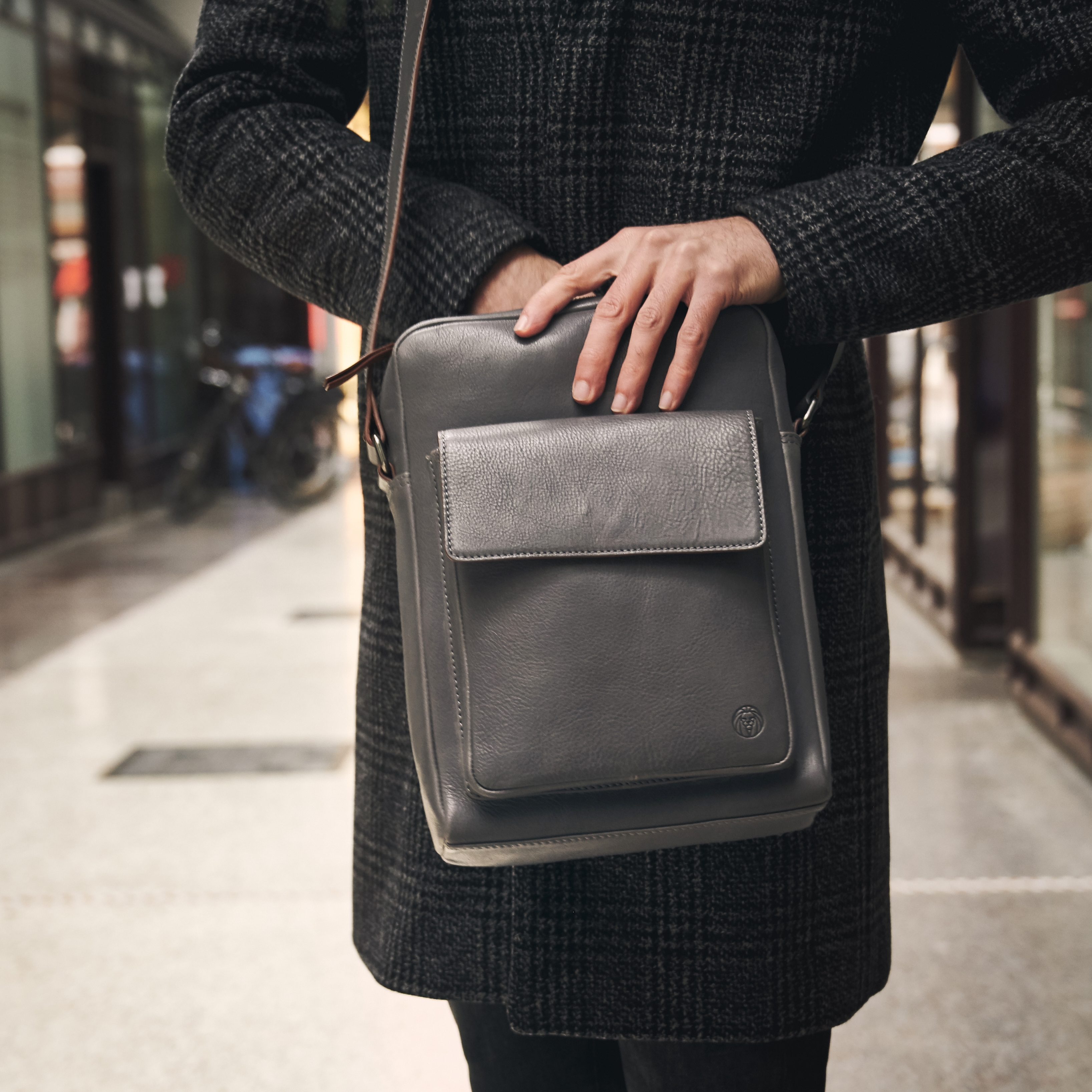 Laurie Grijze en Bruine Lederen Crossbodytas - 14
