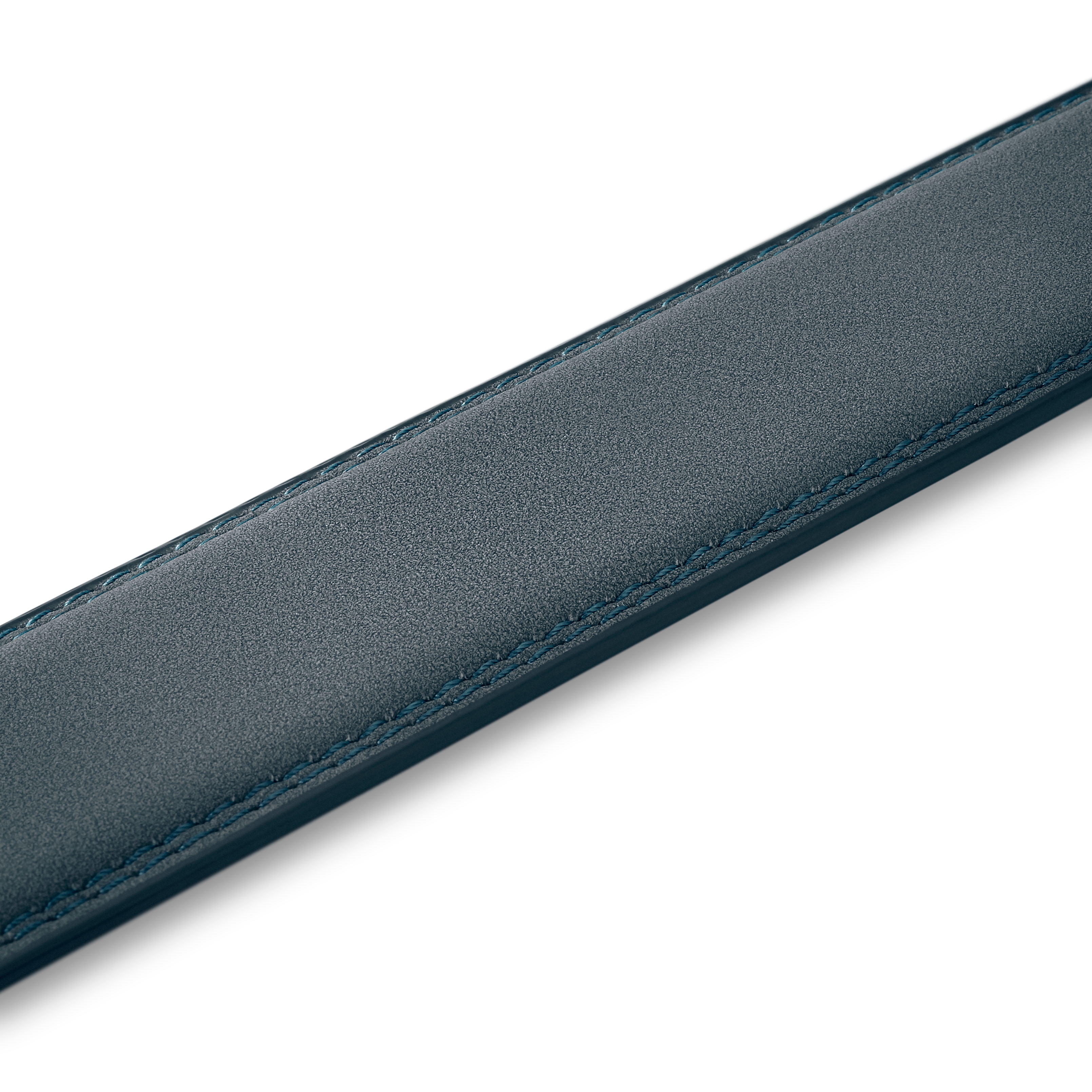 Син класически колан от изкуствен велур - 5