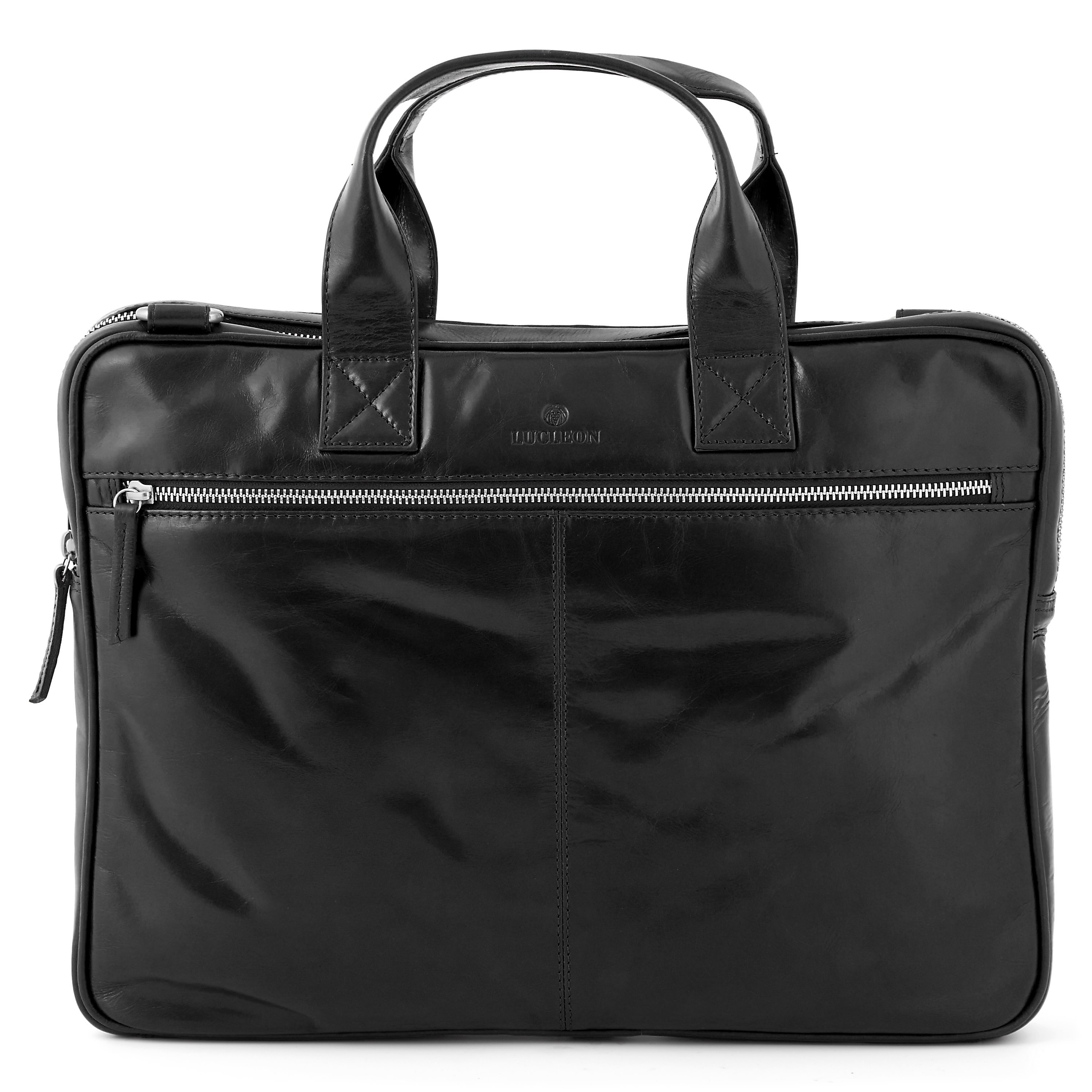 Zwarte Dunne Jasper Laptoptas met Rits - 2