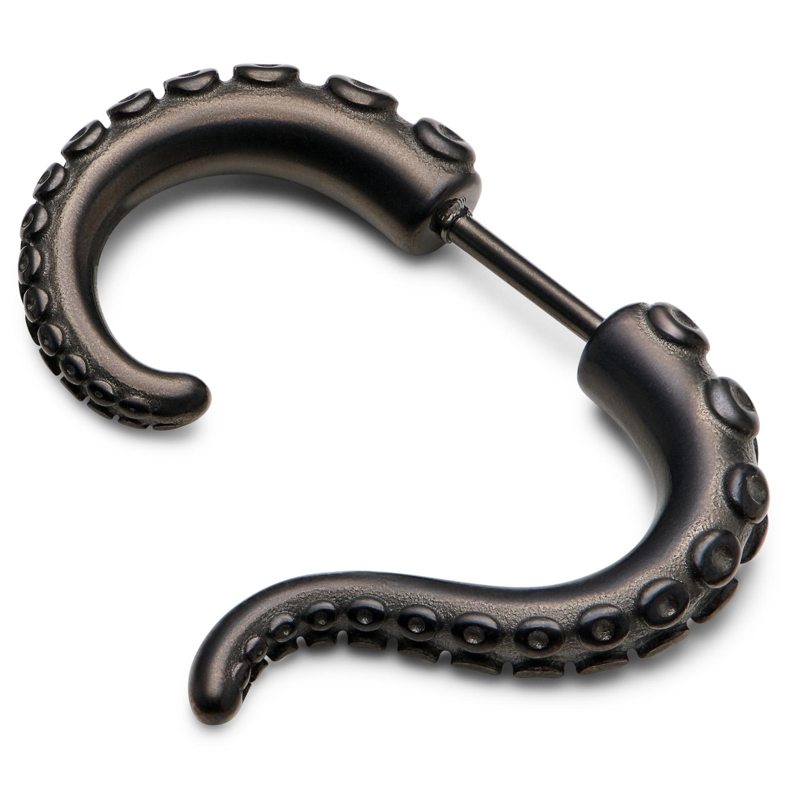 Satago | Cercel tentacul de caracatiță gri-bronz din oțel inoxidabil flesh fals cu șurub Satago | Cercel tentacul de caracatiță gri-bronz din oțel inoxidabil flesh fals cu șurub