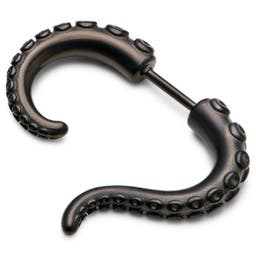 Satago | Gunmetal Grey Stainless Steel Octopus Tentacle Faux Gauge Stud Earring